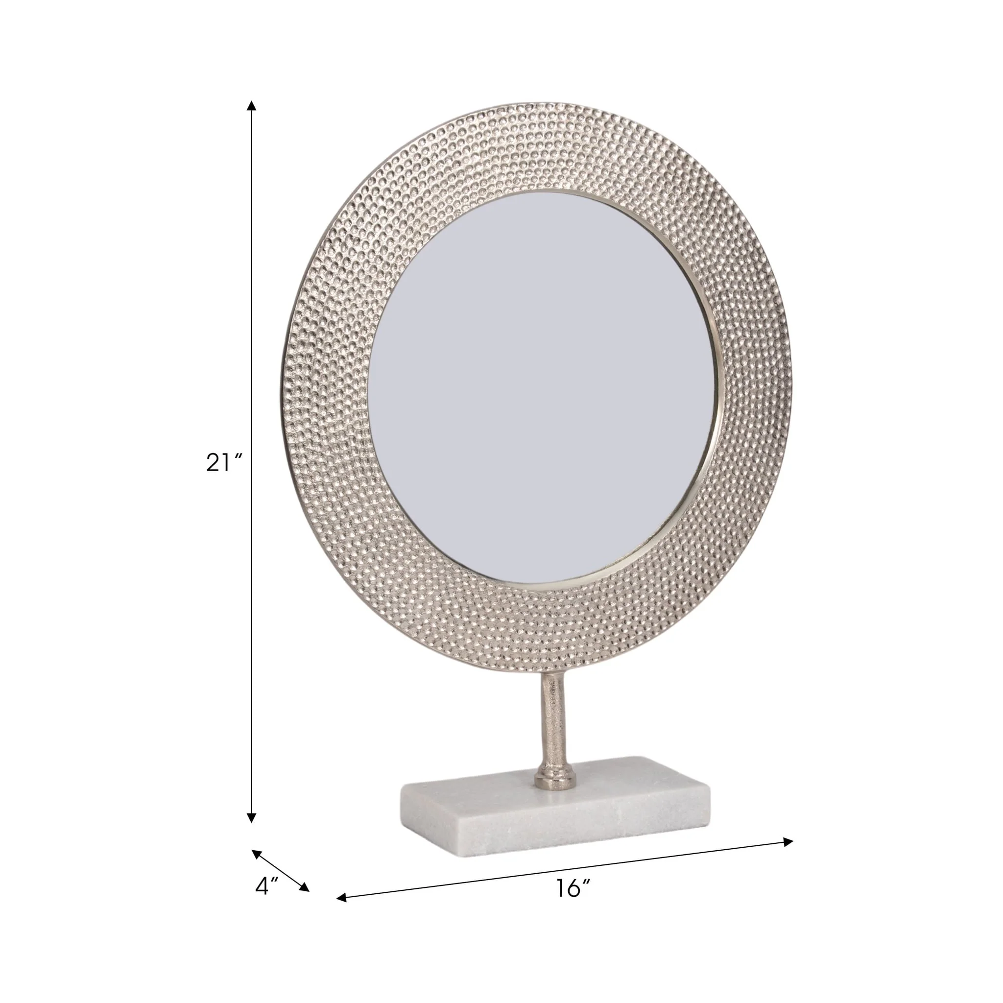 Metal 21" Hammered Mirror On Stand, Silver - Image 8