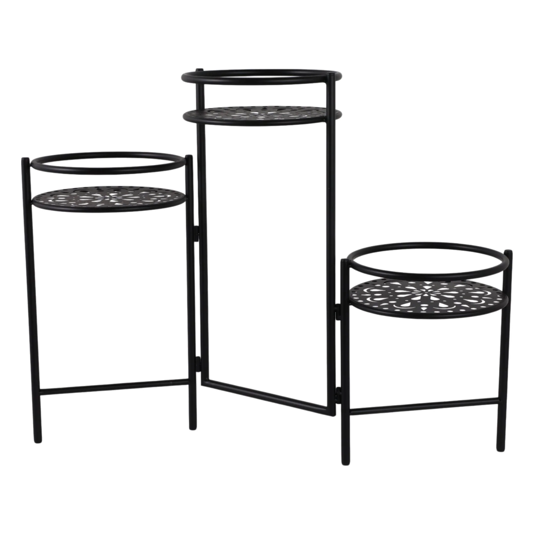 Metal, 22" Folding 3-tier Plant Stand, Black - Image 4