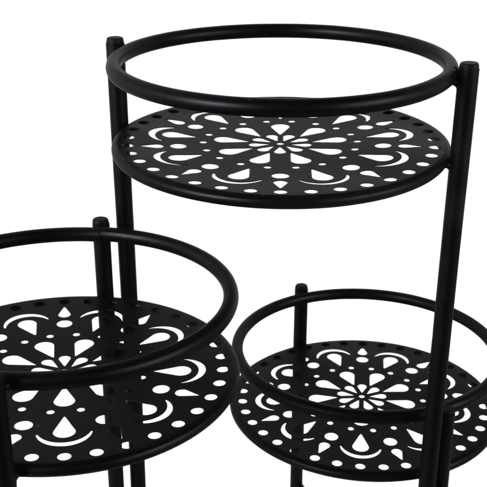 Metal, 22" Folding 3-tier Plant Stand, Black - Image 5