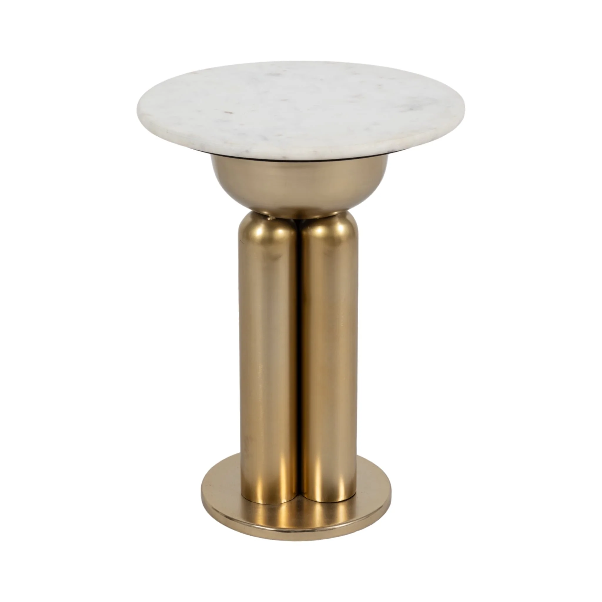 Metal, 22" Marble Top Side Table, Gold/white - Image 2