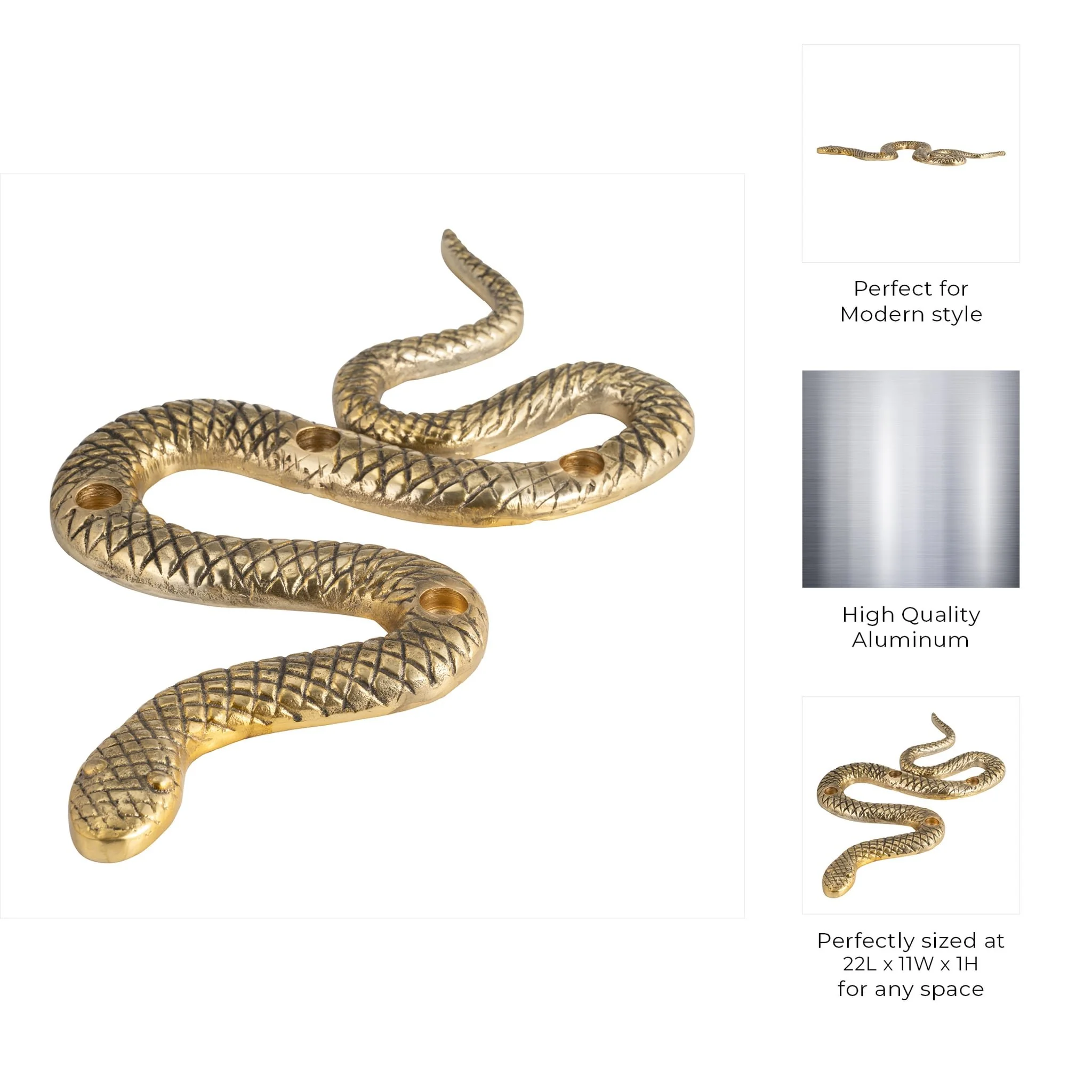 Metal, 22" Snake 4-taper Candle Holder, Gold - Image 9