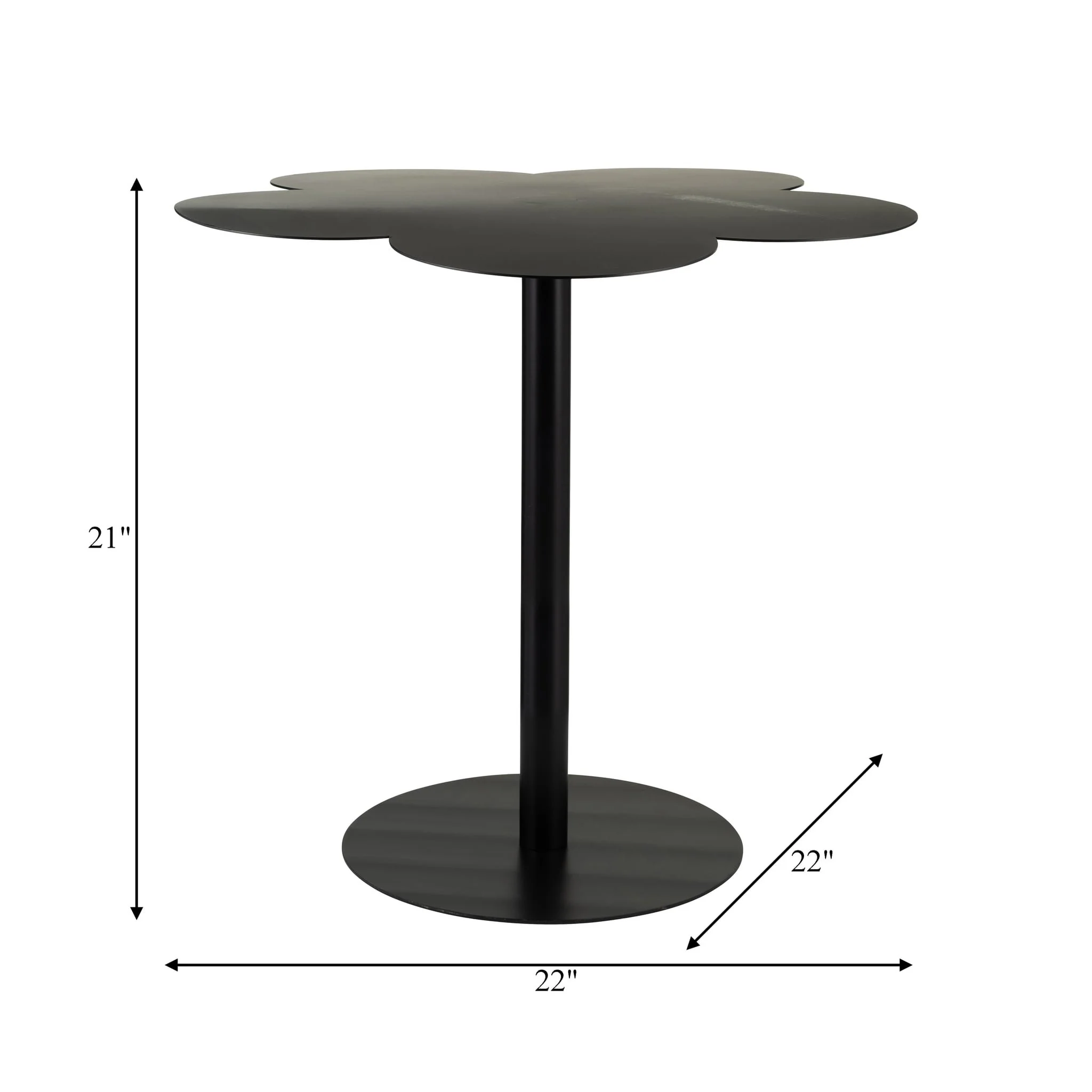 Metal, 22"dx21"h Clover Shaped Side Table,black Kd - Image 7