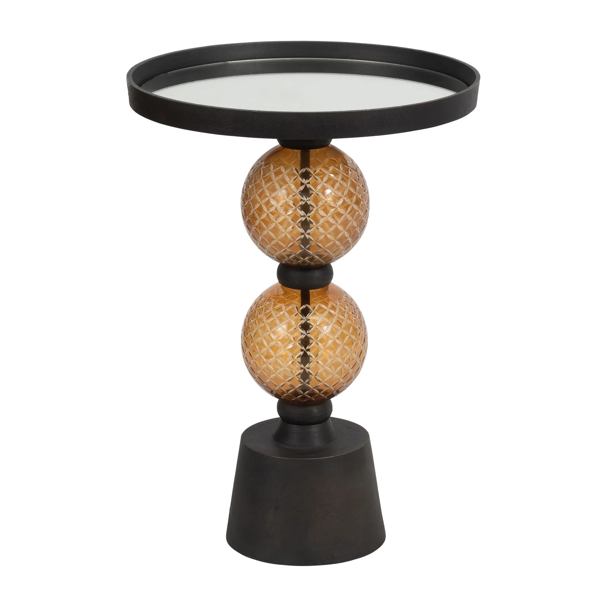 Metal, 22"h Orb Side Table, Mirror Top, Gld/blk - Image 2