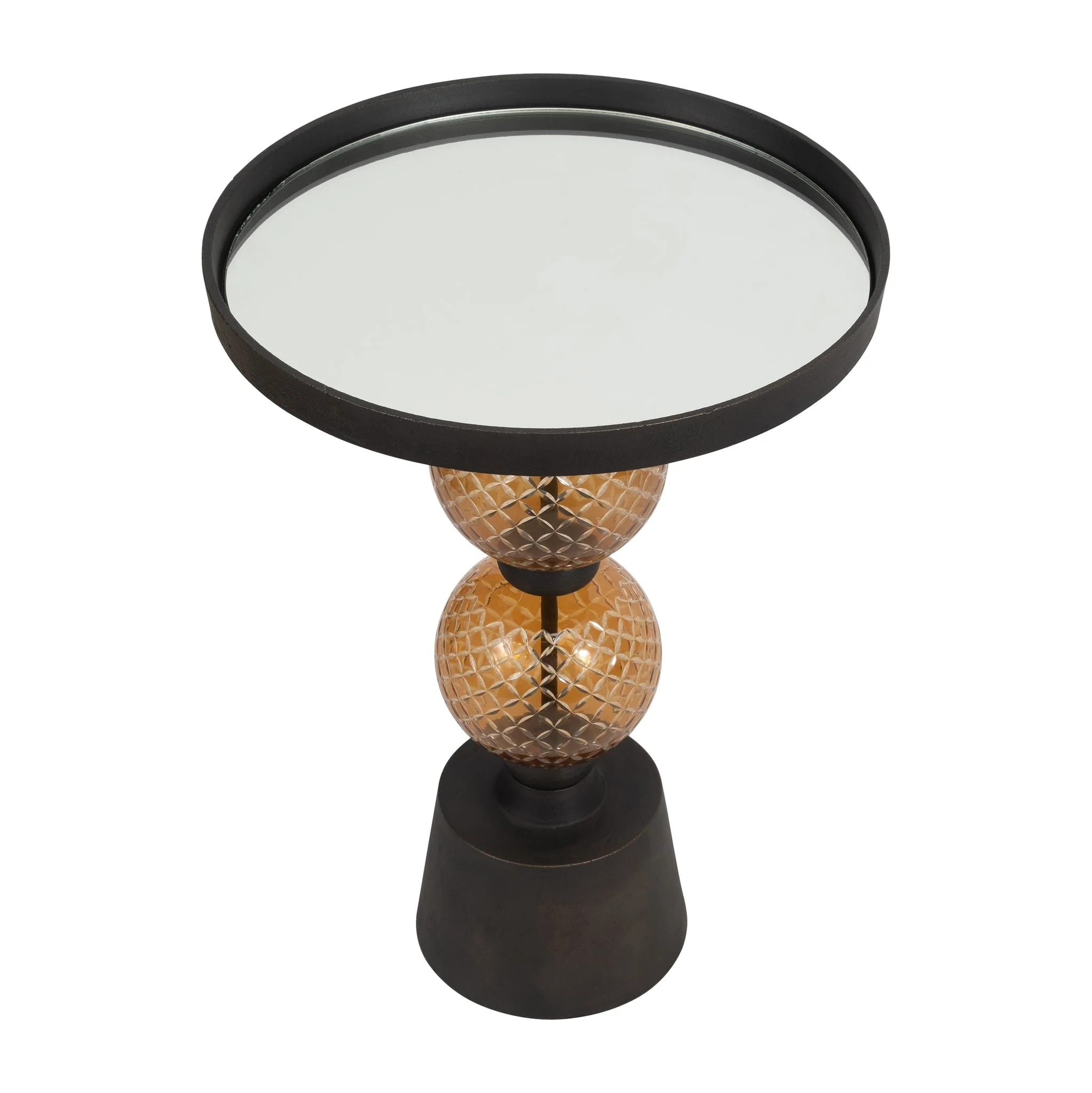 Metal, 22"h Orb Side Table, Mirror Top, Gld/blk - Image 3