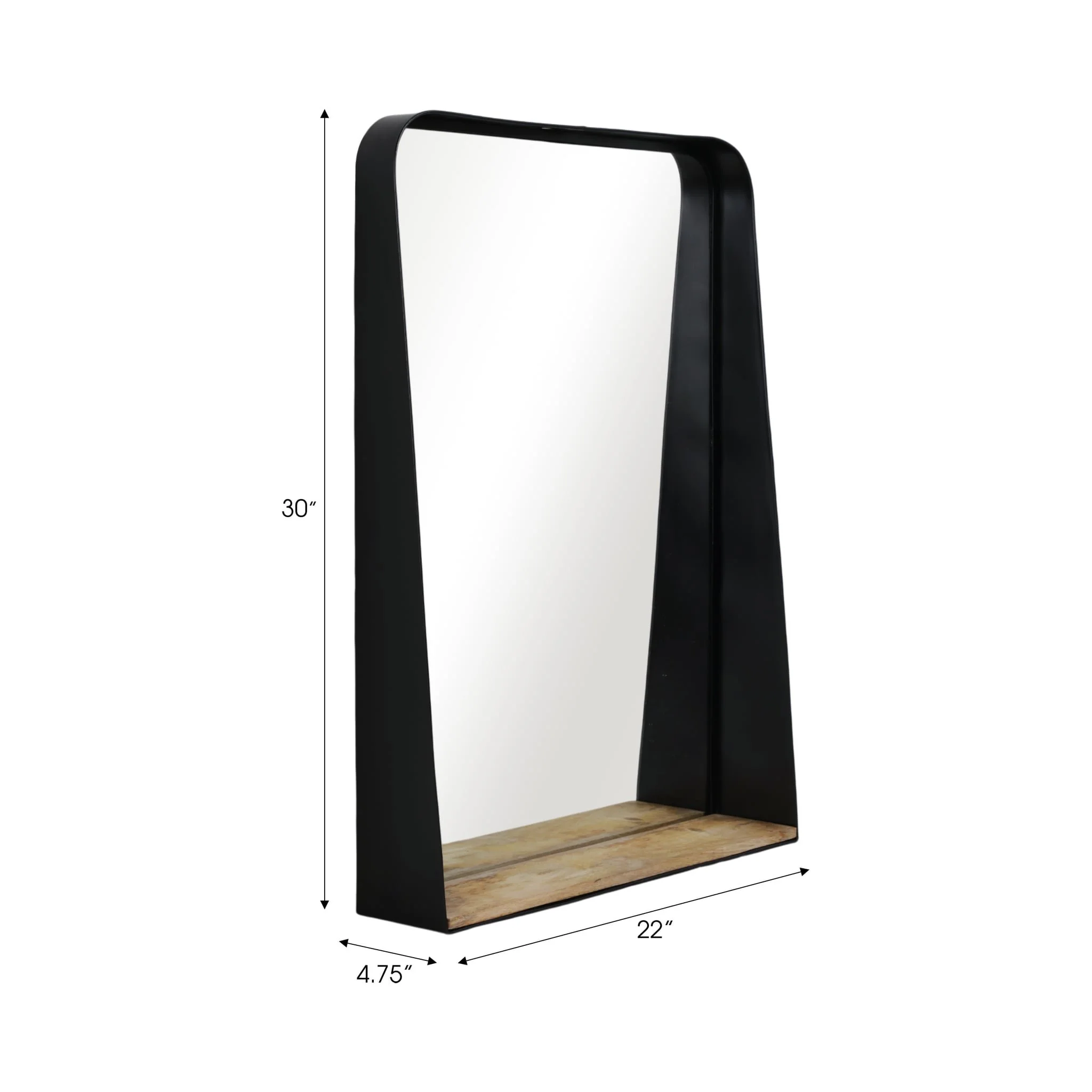 Metal, 22x30 Mirror W/ Shelf, Black/brown - Image 7