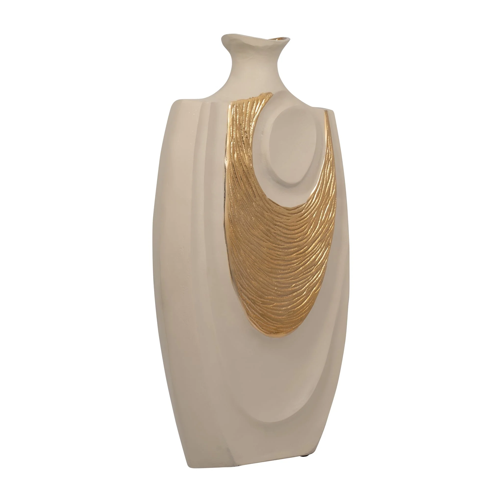 Metal, 23" Embossed Swirl Vase, Gold/nude - Image 2
