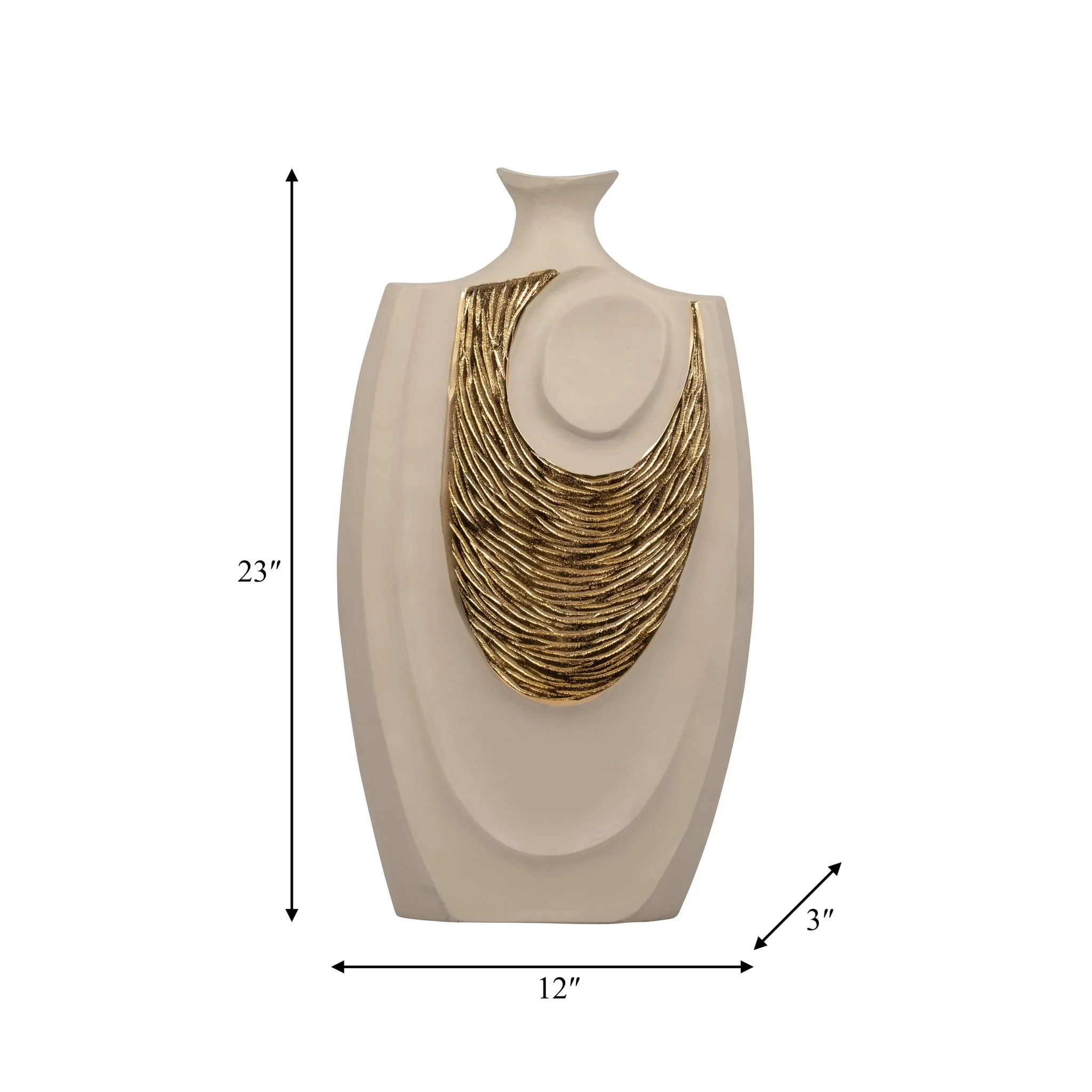 Metal, 23" Embossed Swirl Vase, Gold/nude - Image 9