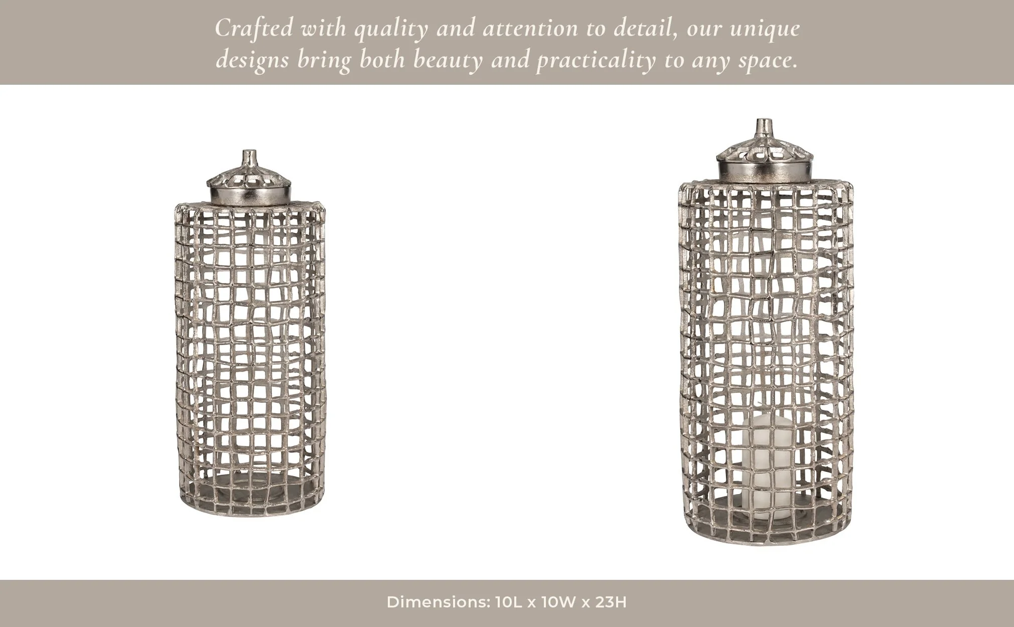 Metal, 23" Lidded Jar, Silver - Image 14