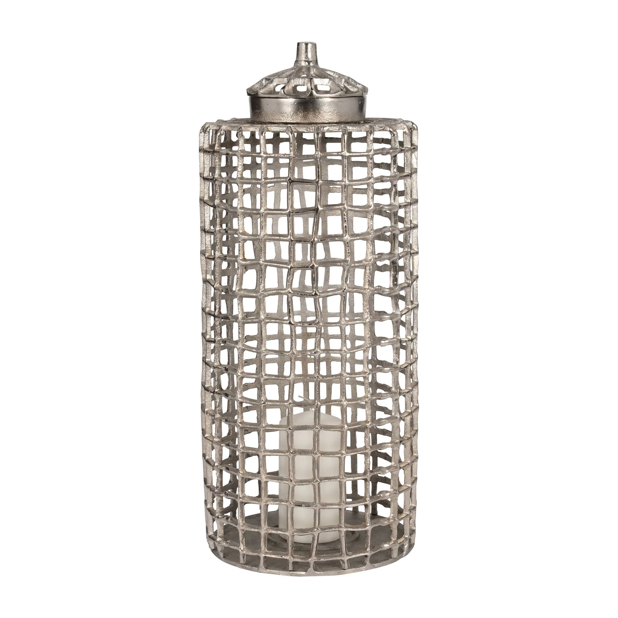 Metal, 23" Lidded Jar, Silver - Image 2