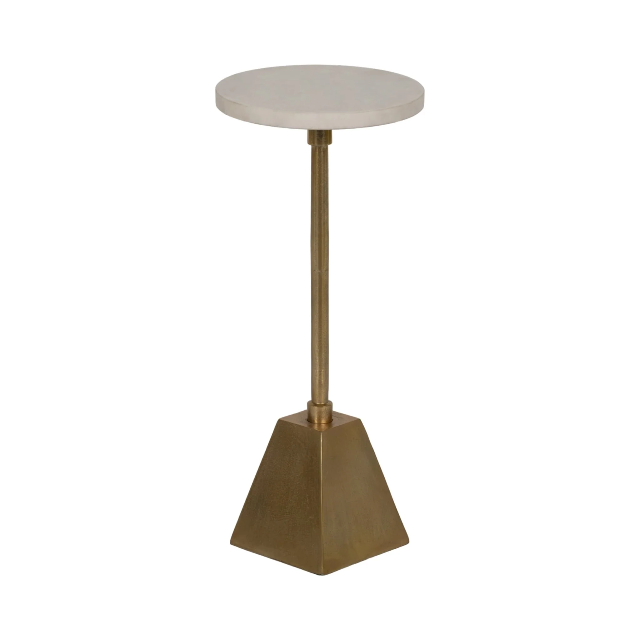 Metal, 23"h Round Drink Table, Gold/white - Image 2
