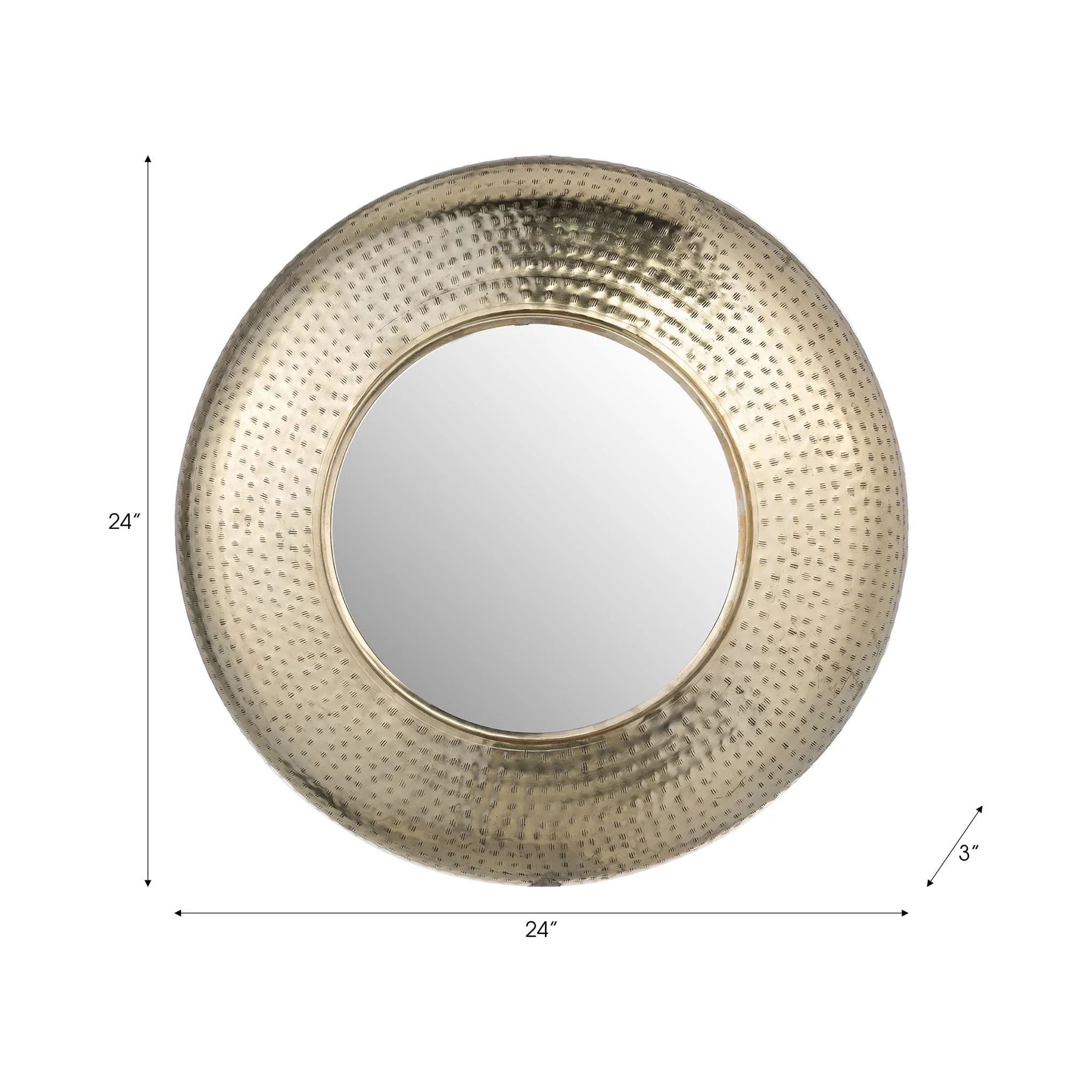 Metal,24",hammered Mirror,gold Wb - Image 6