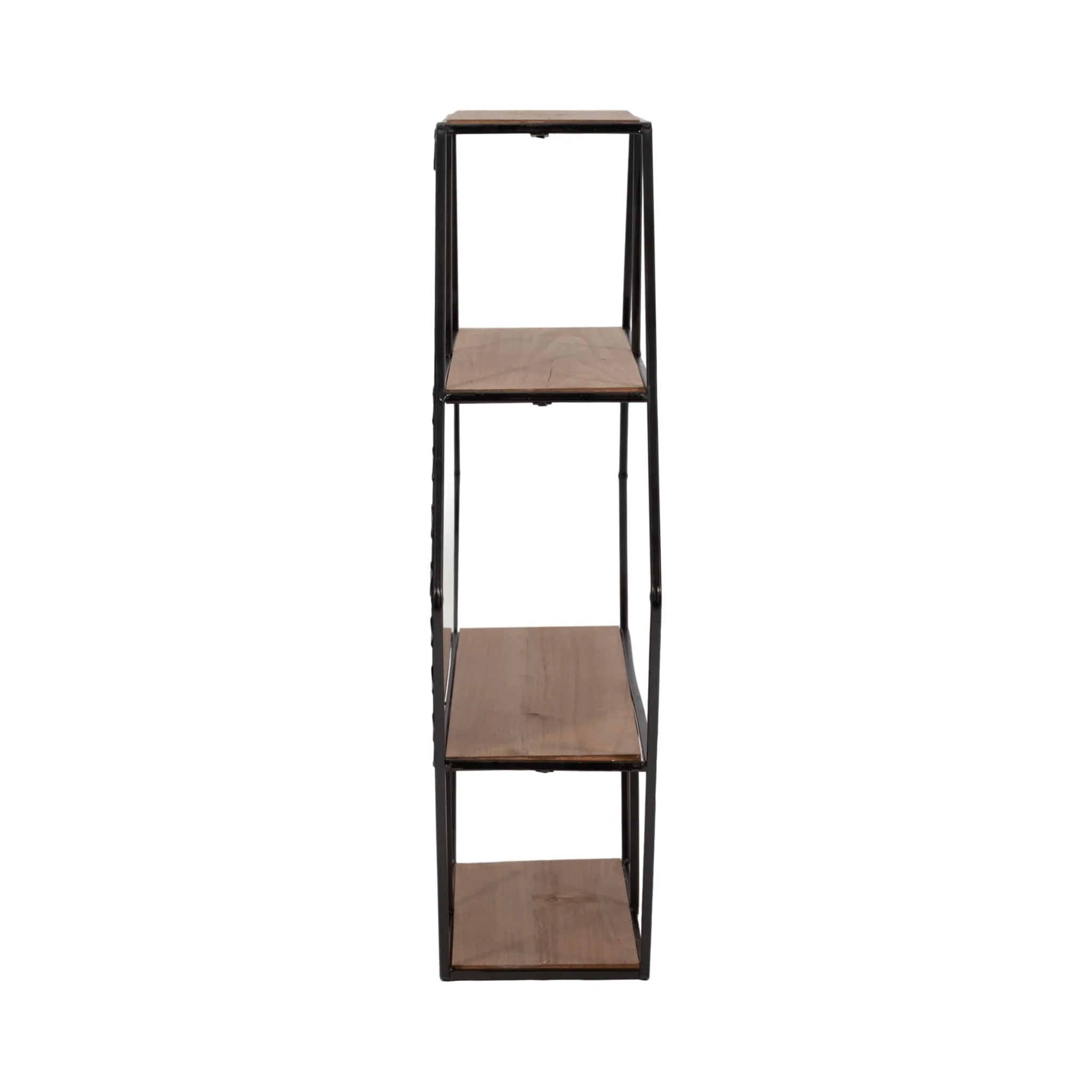 Metal 24" Hexagon Wall Shelf W/ Mirror, Brown - Image 3