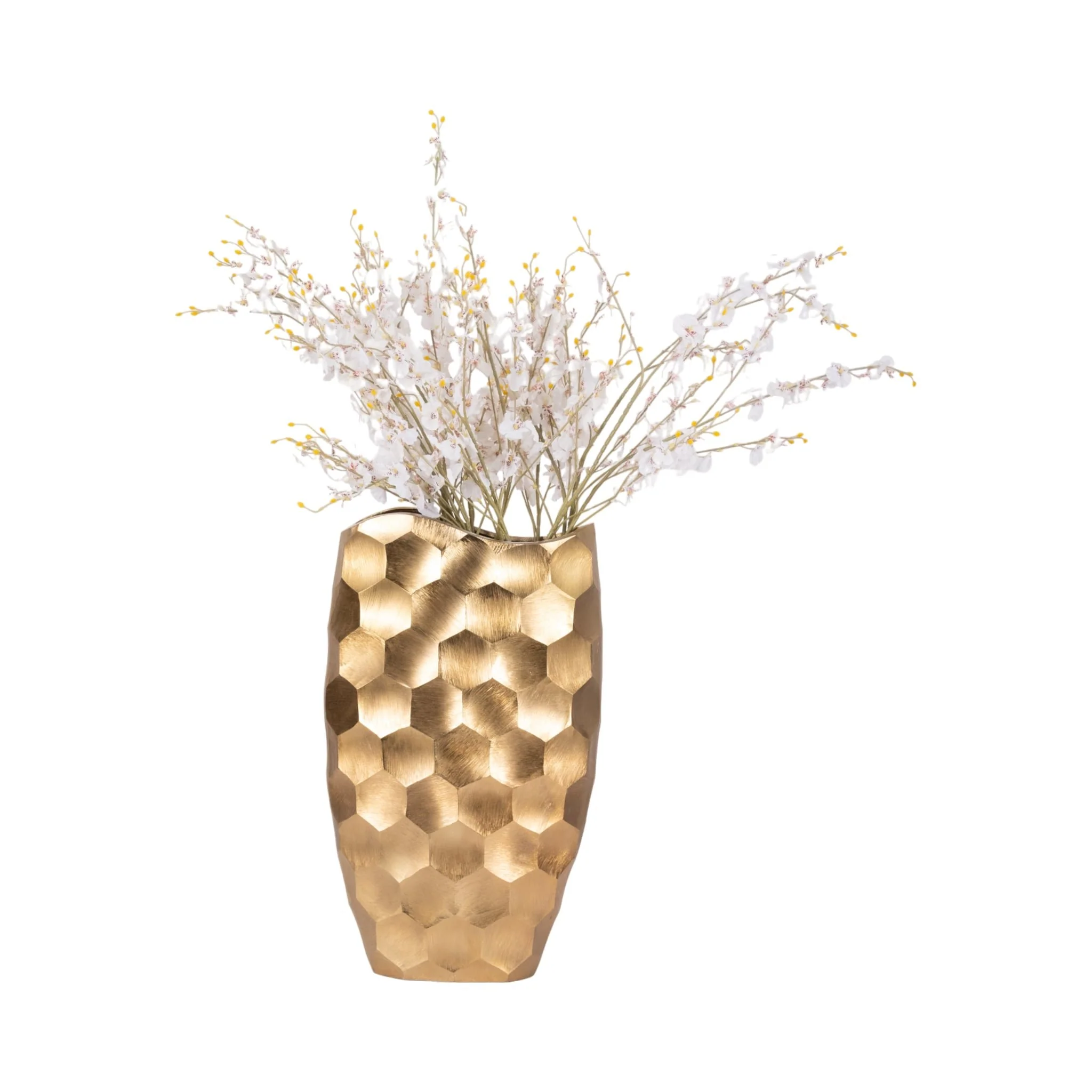 Metal, 24"  Honeycomb Vase, Gold - Image 2