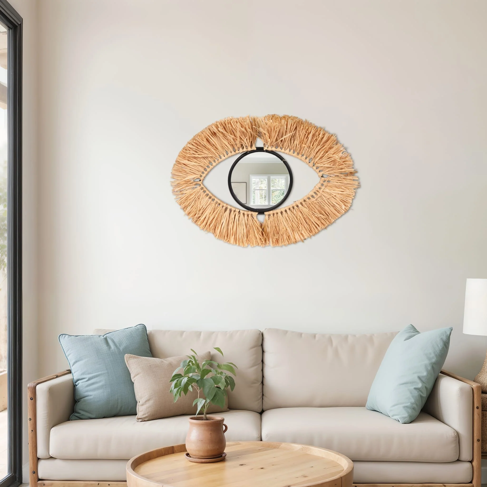 Metal, 24" Mirrored Eye Wall Deco, Brown - Image 8