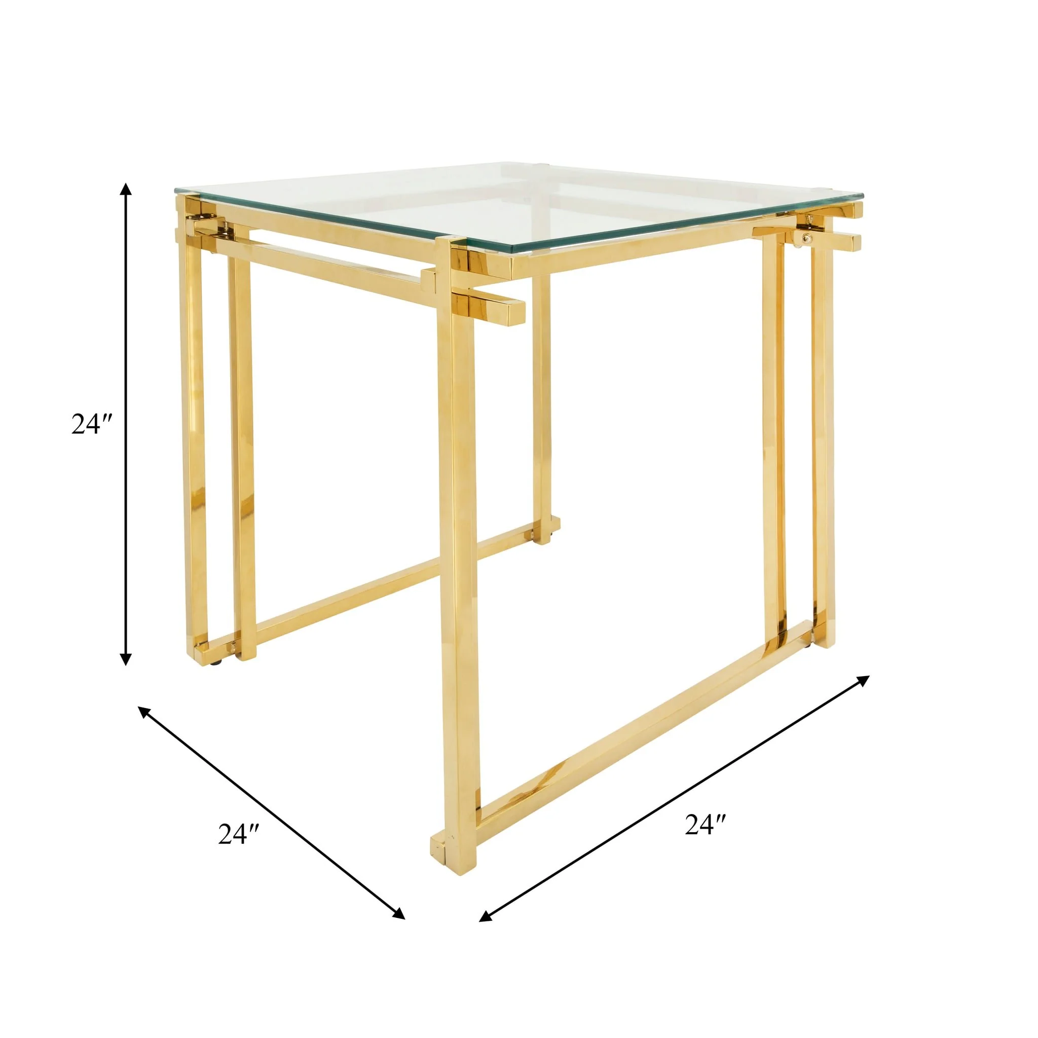 Metal 24" Side Table, Gold - Image 4