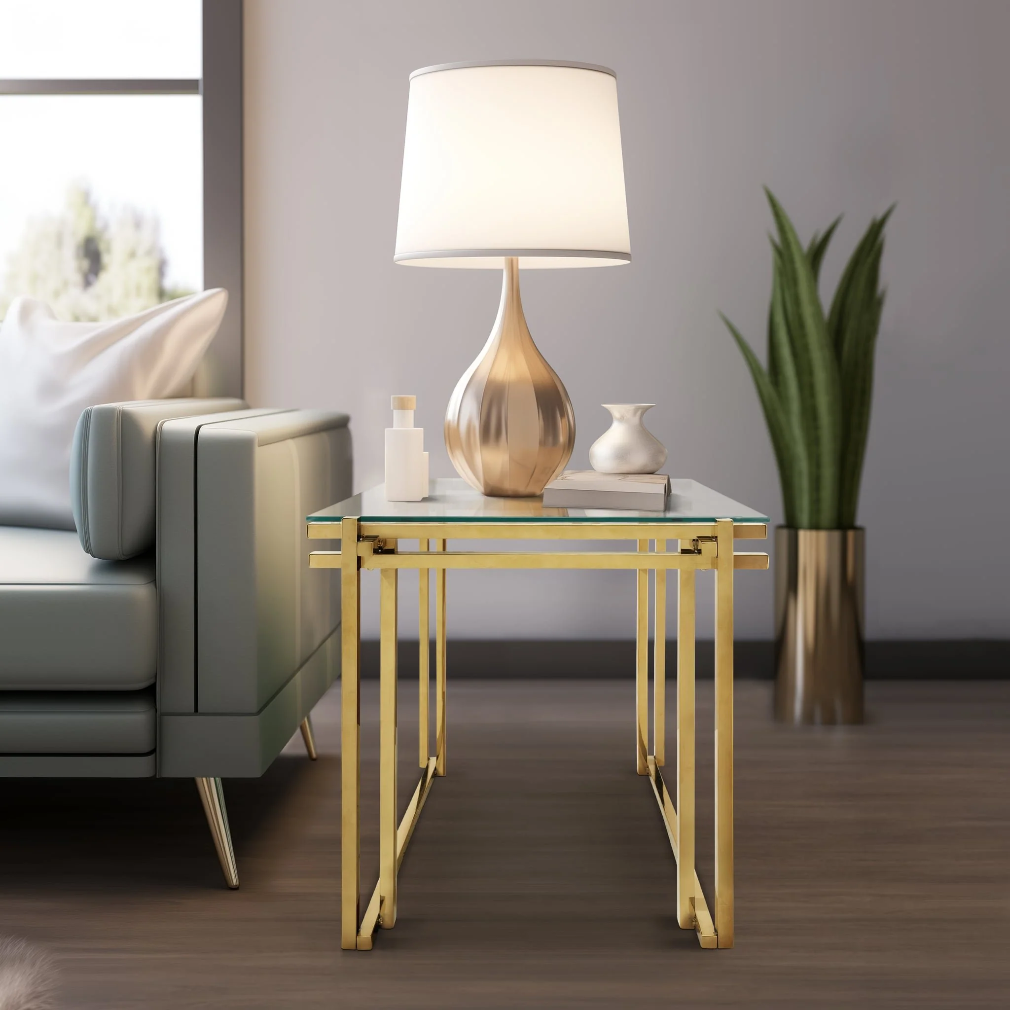 Metal 24" Side Table, Gold - Image 6