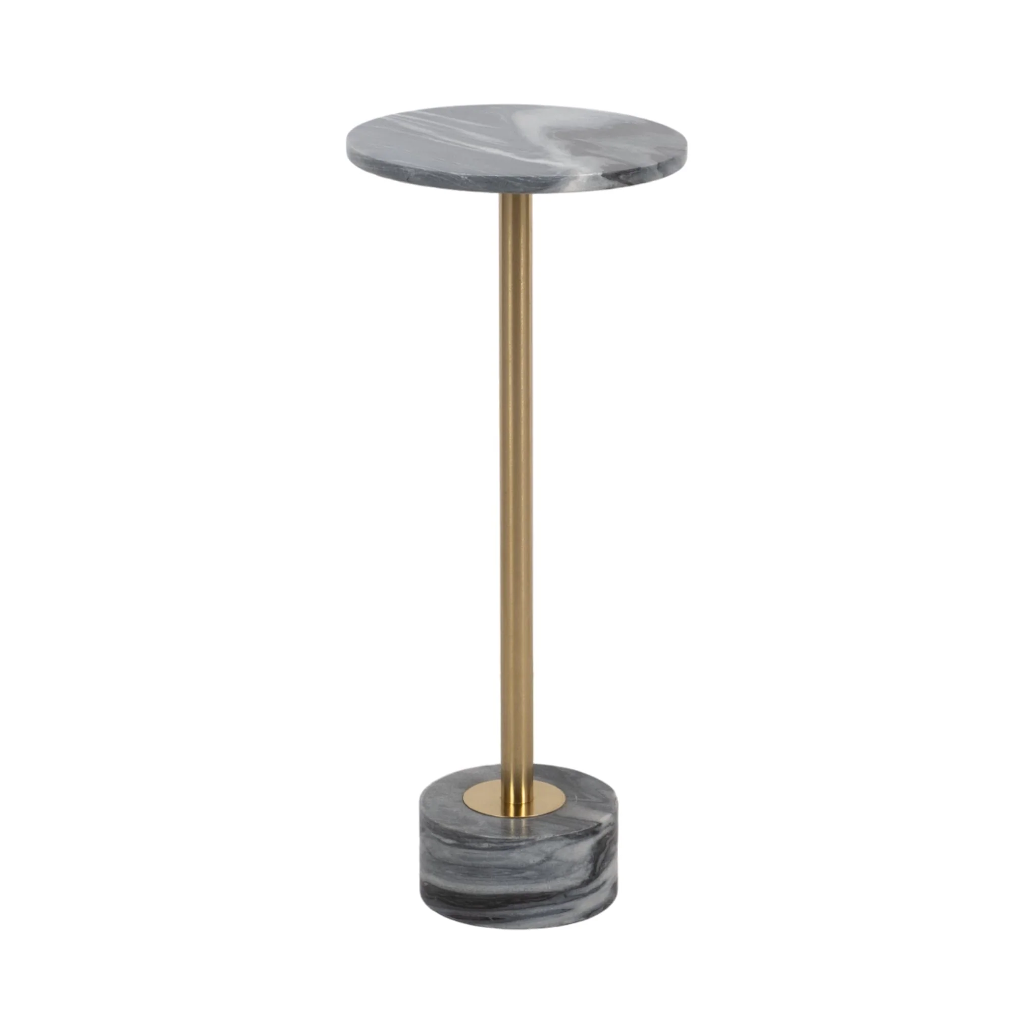 Metal, 24" Side Table Marble Top, Gray/gold Kd - Image 2