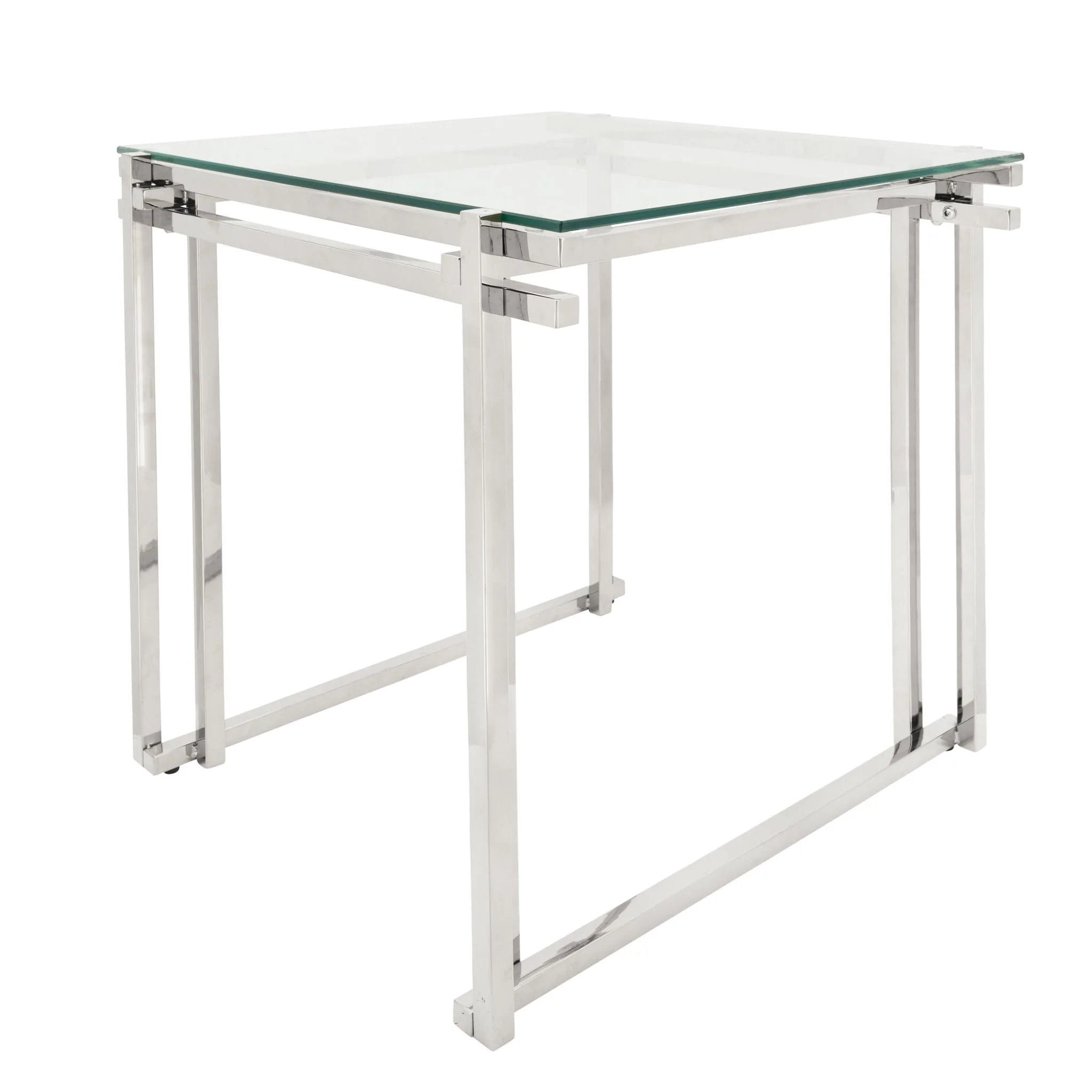 Metal 24" Side Table, Silver - Image 2