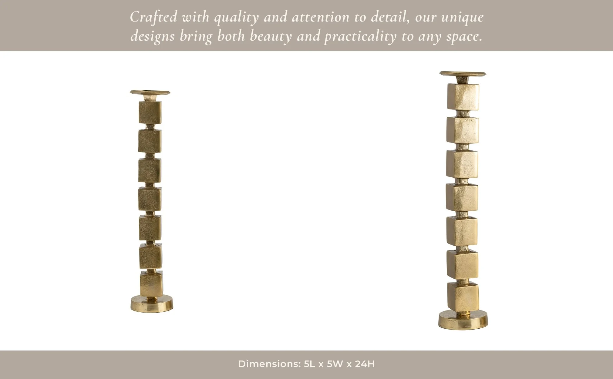 Metal, 24" Stacked Cubes Candleholder, Gold - Image 12