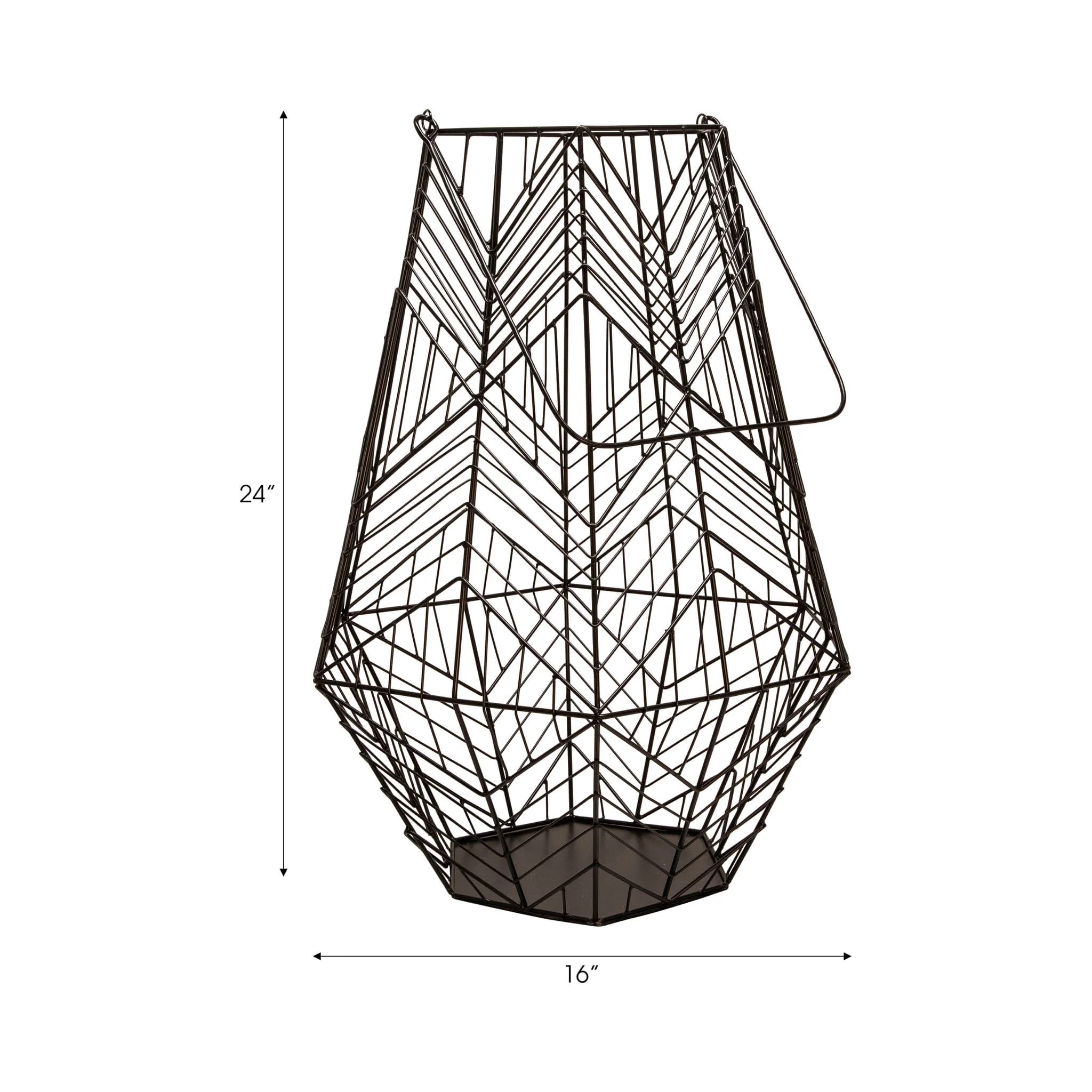 Metal 24" Wire Lantern, Black - Image 3