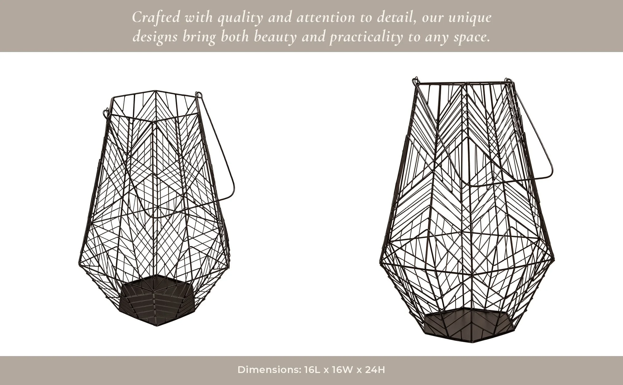 Metal 24" Wire Lantern, Black - Image 8