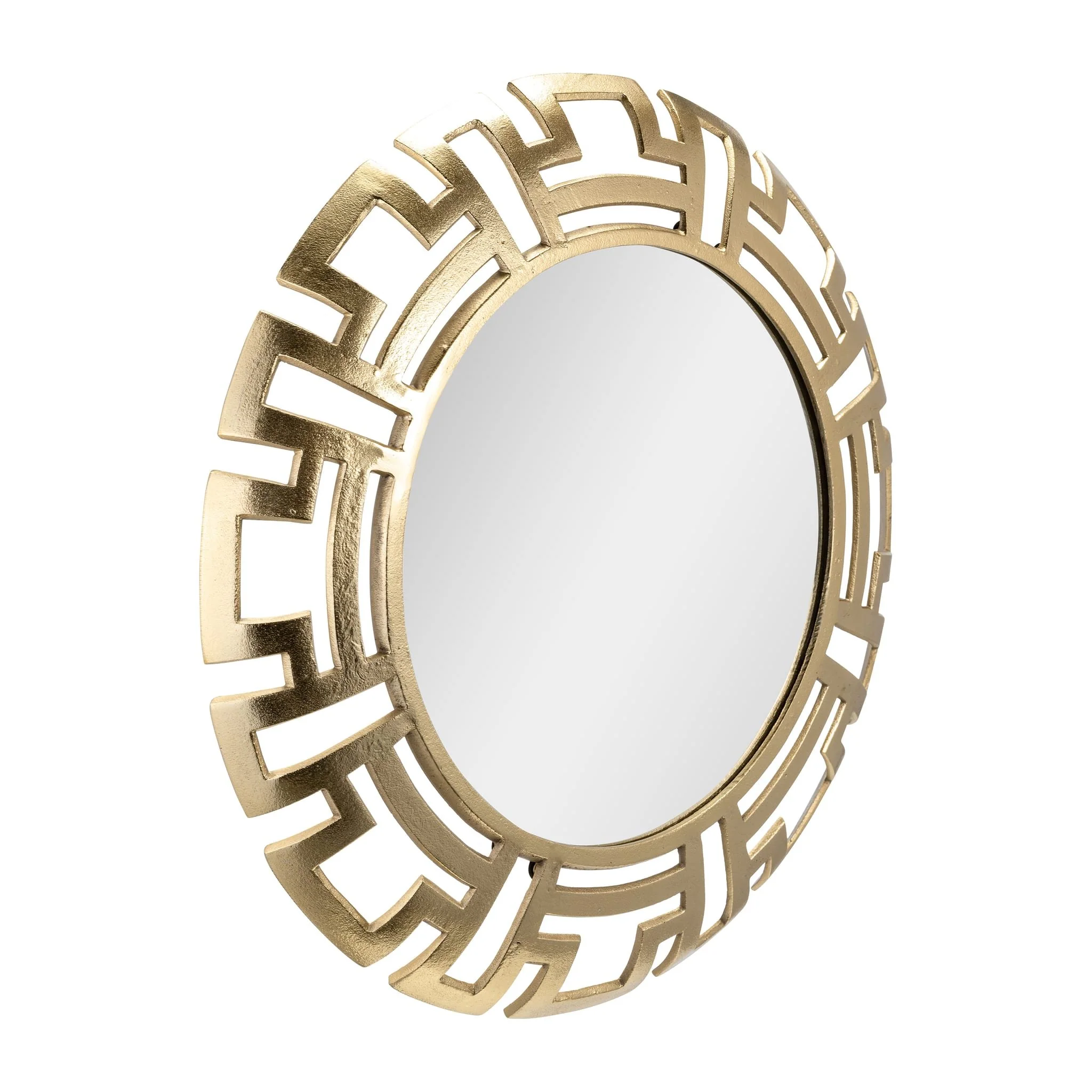 Metal, 24"d Tribal Round Mirror, Gold - Image 2