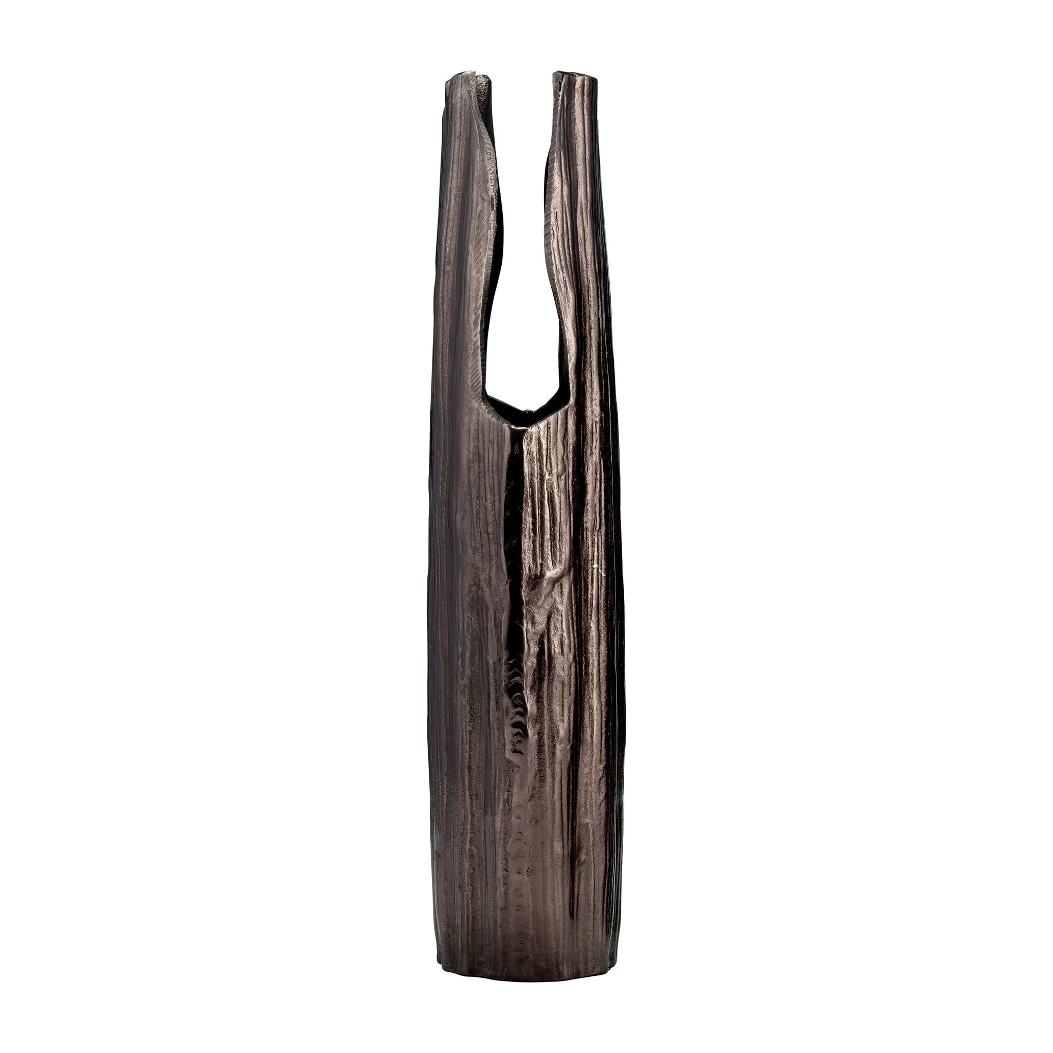 Metal, 24"h, Abstract Ridged Vase,blk Nickel - Image 3