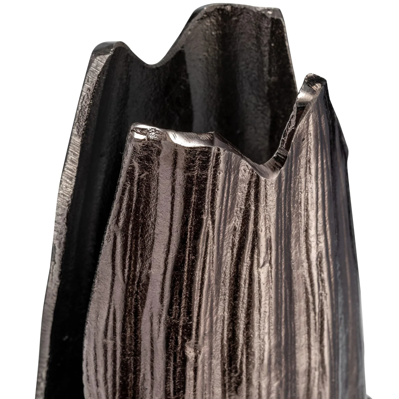 Metal, 24"h, Abstract Ridged Vase,blk Nickel - Image 5
