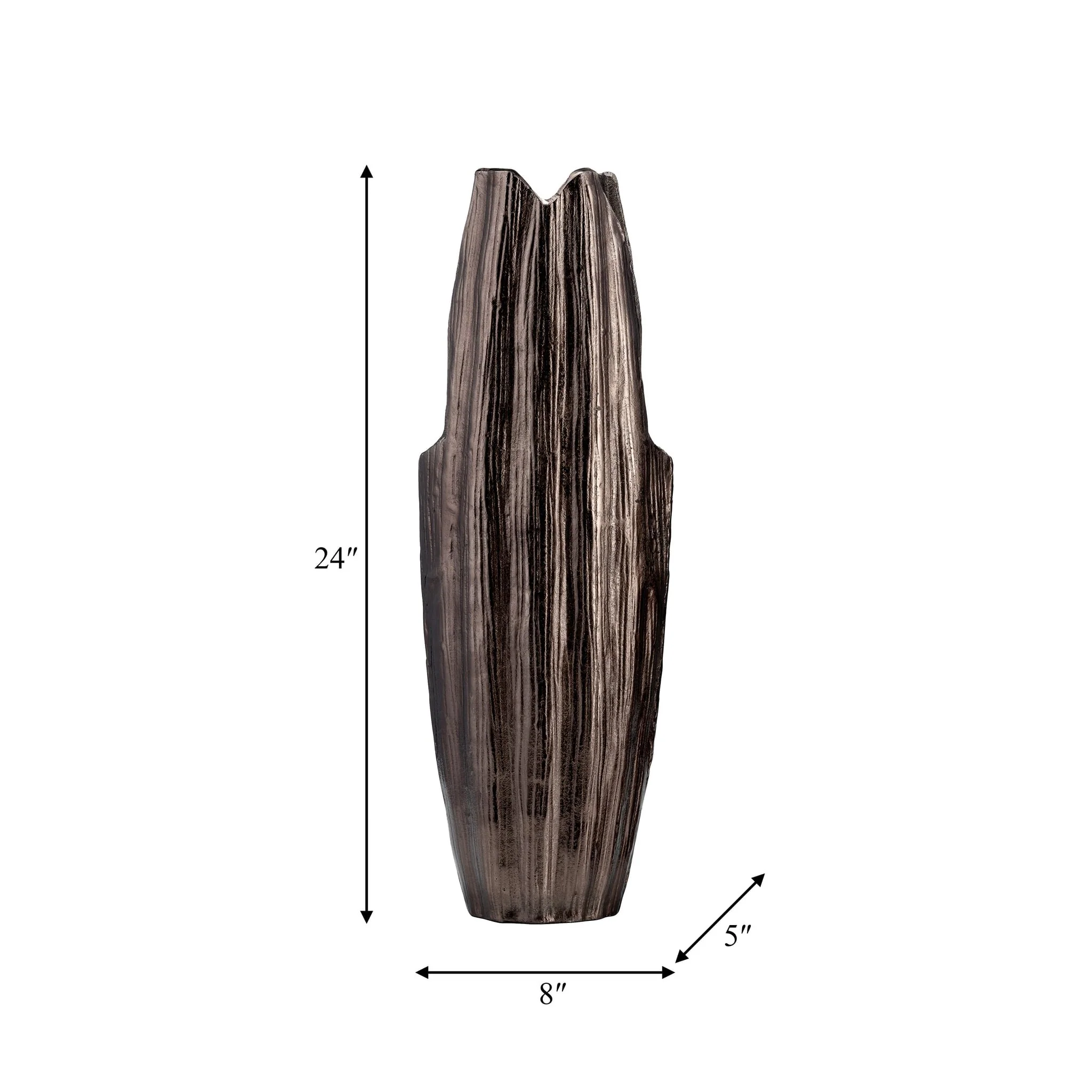 Metal, 24"h, Abstract Ridged Vase,blk Nickel - Image 9