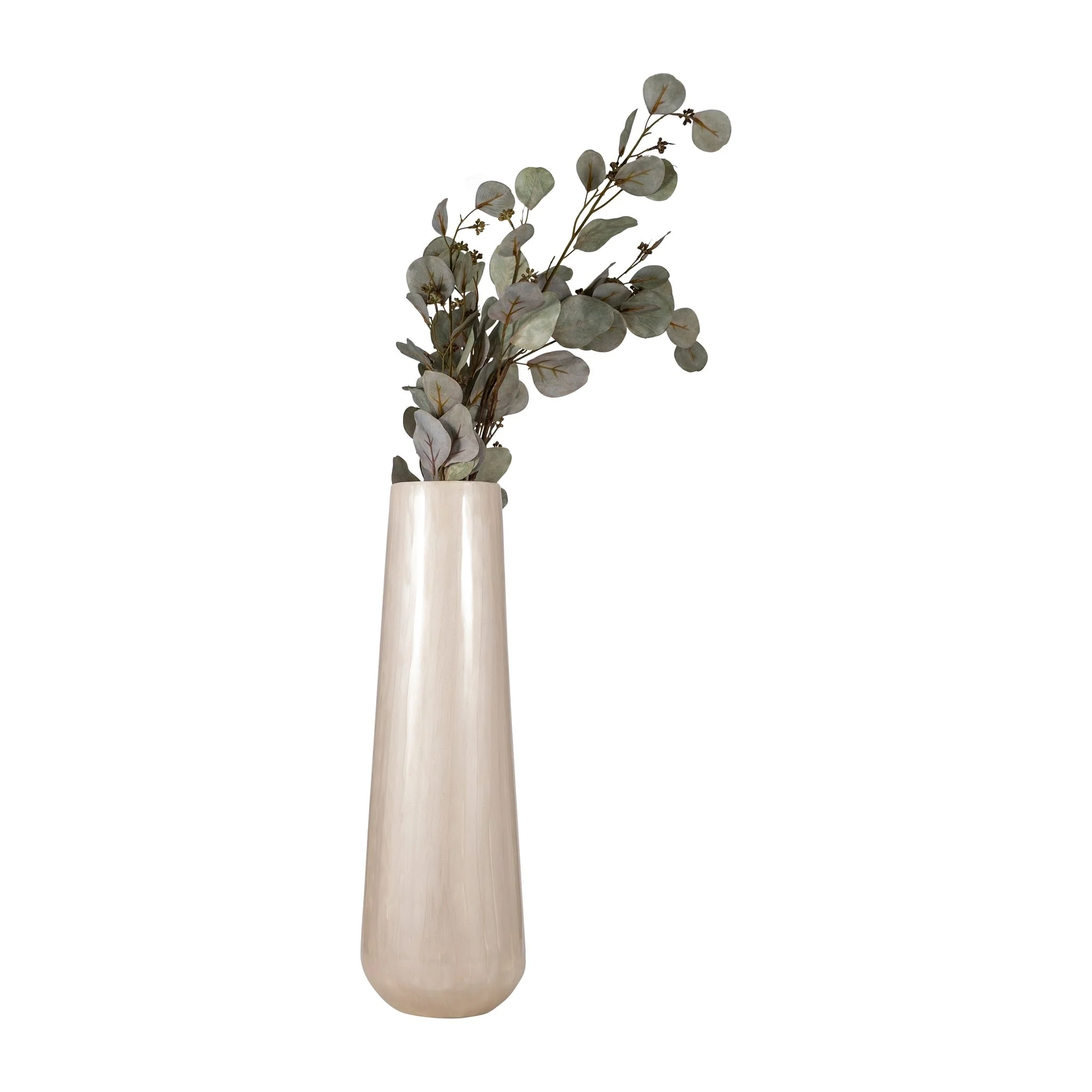 Metal 24"h Alabastron Vase, Pearl White - Image 4