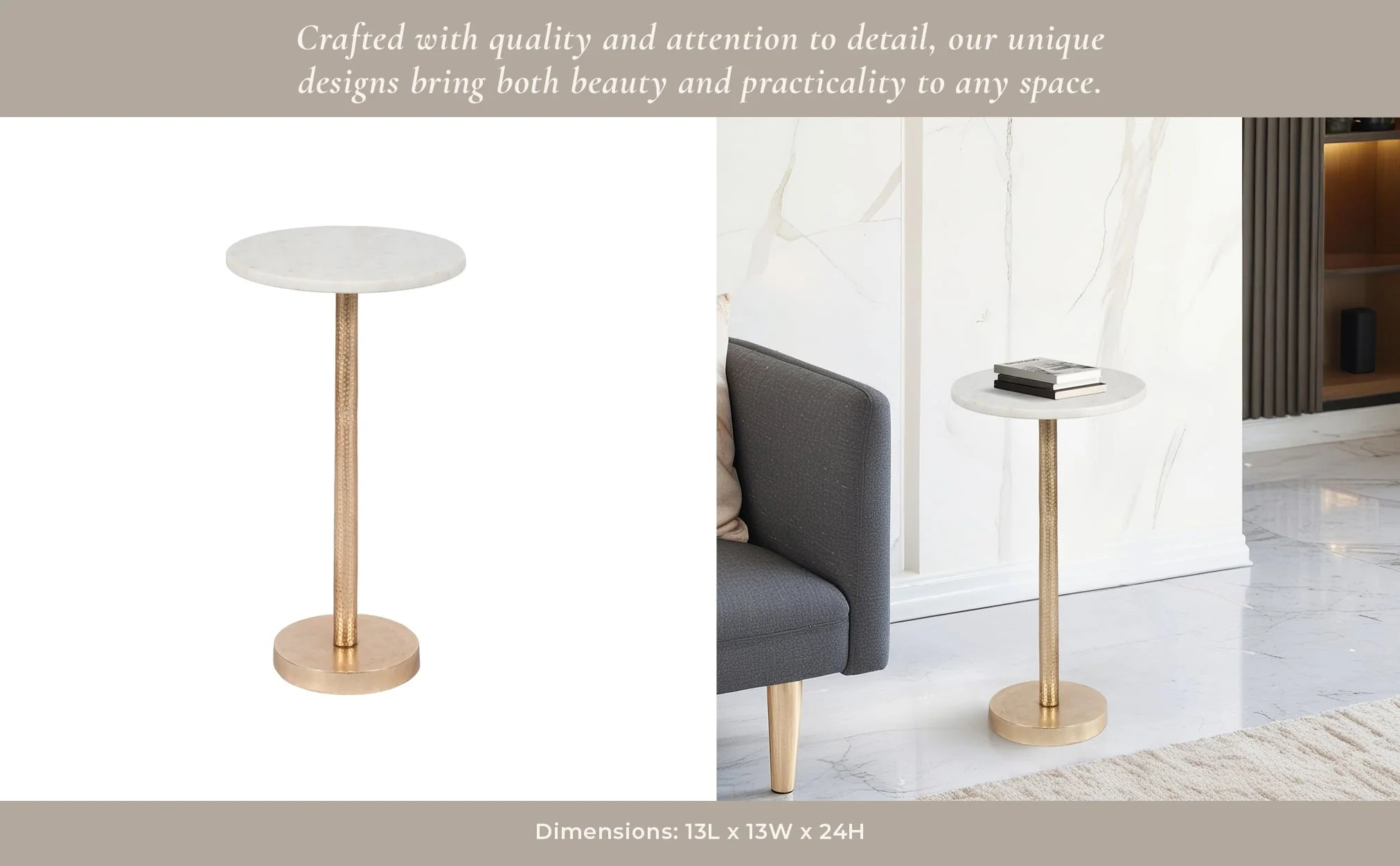 Metal, 24"h Round Drink Table - Flat Base, Gold - Image 10