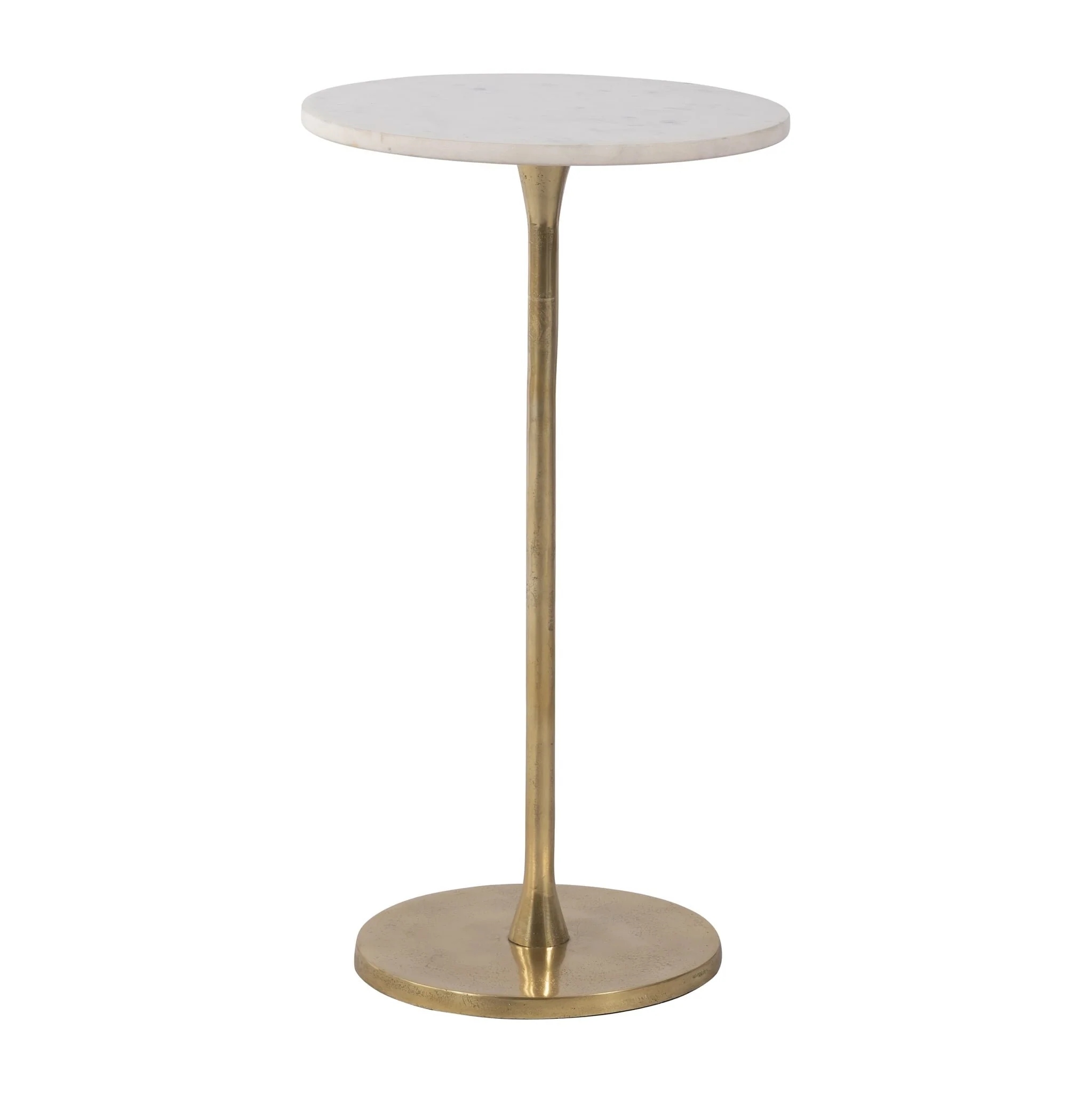 Metal, 24"h Round Drink Table, Gold/white - Image 2