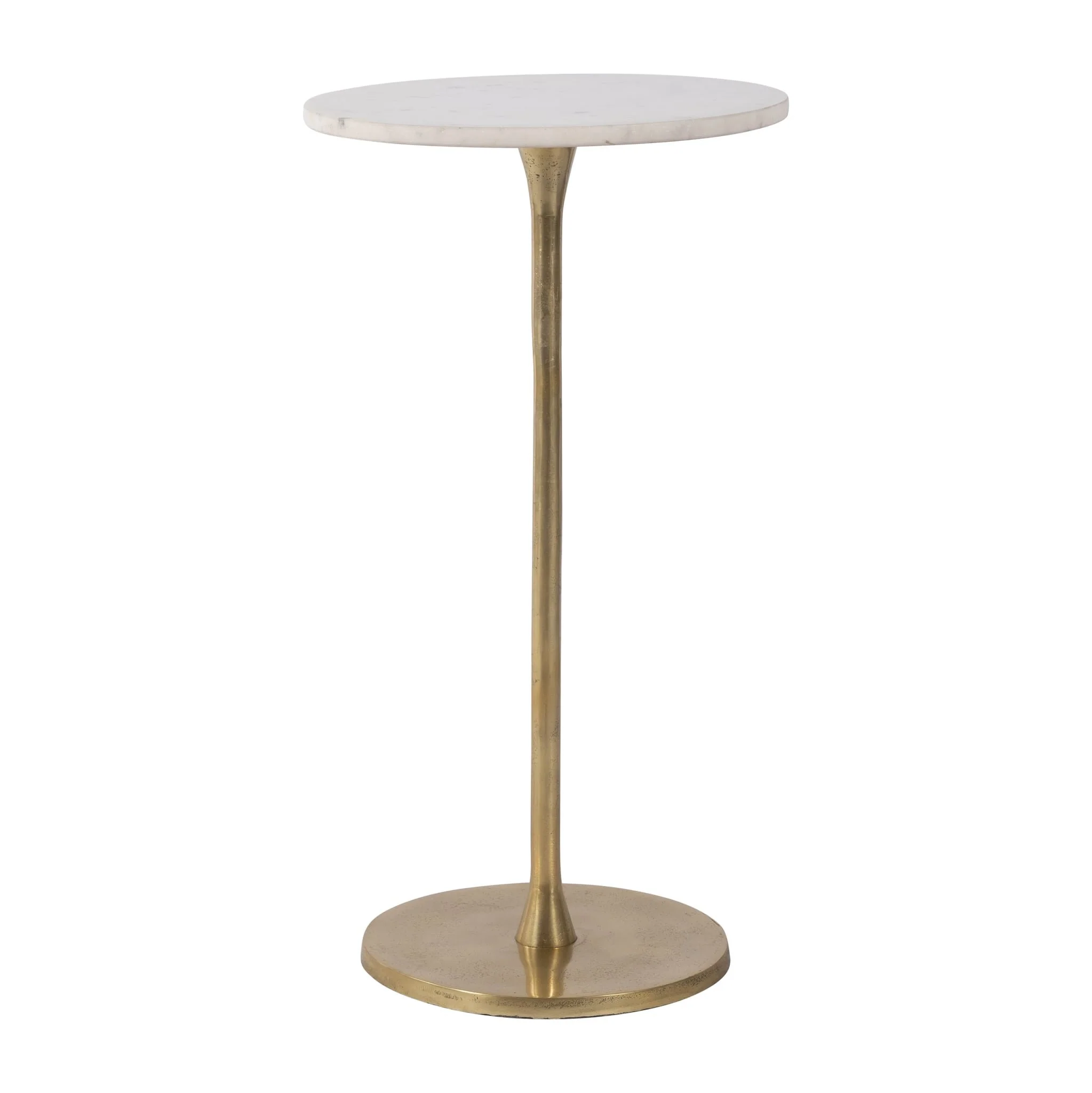 Metal, 24"h Round Drink Table, Gold/white - Image 3