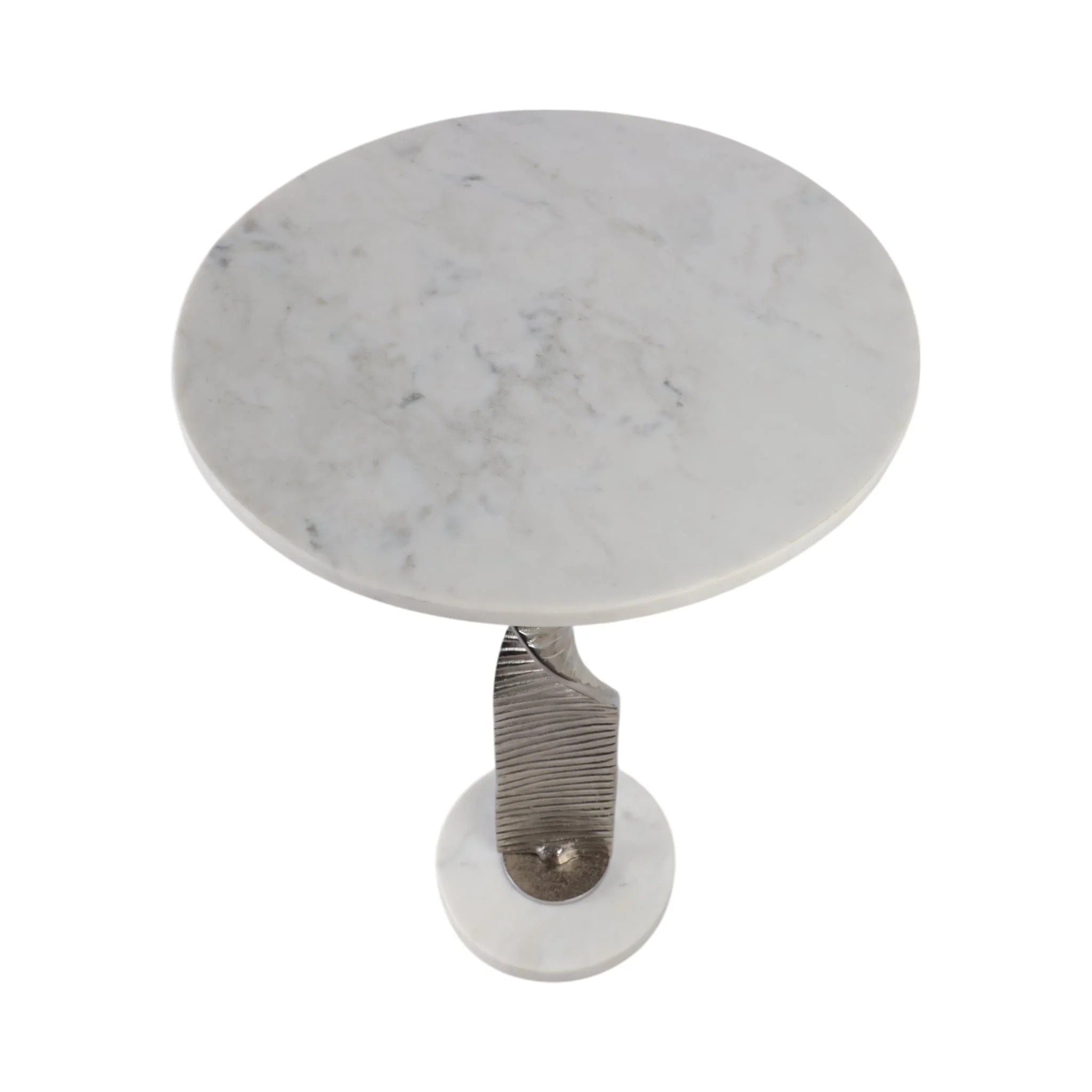Metal,24"twisted Base Accent Table,white/silver Kd - Image 7