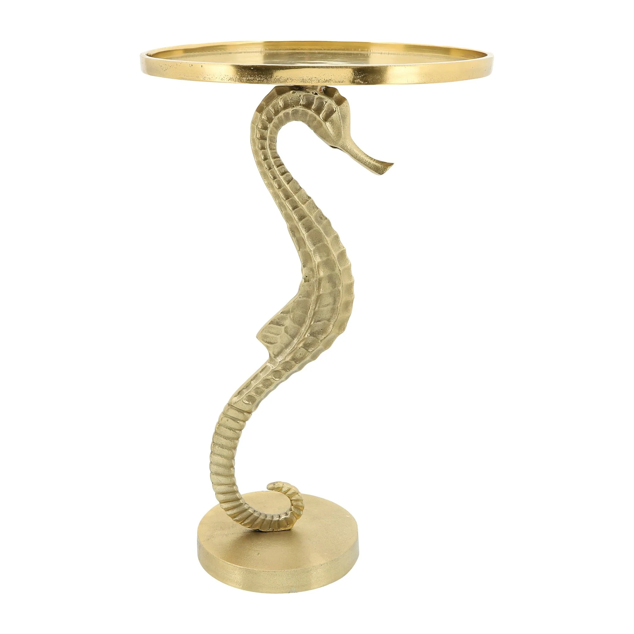 Metal, 25" Seahorse Side Table, Gold Kd - Image 3
