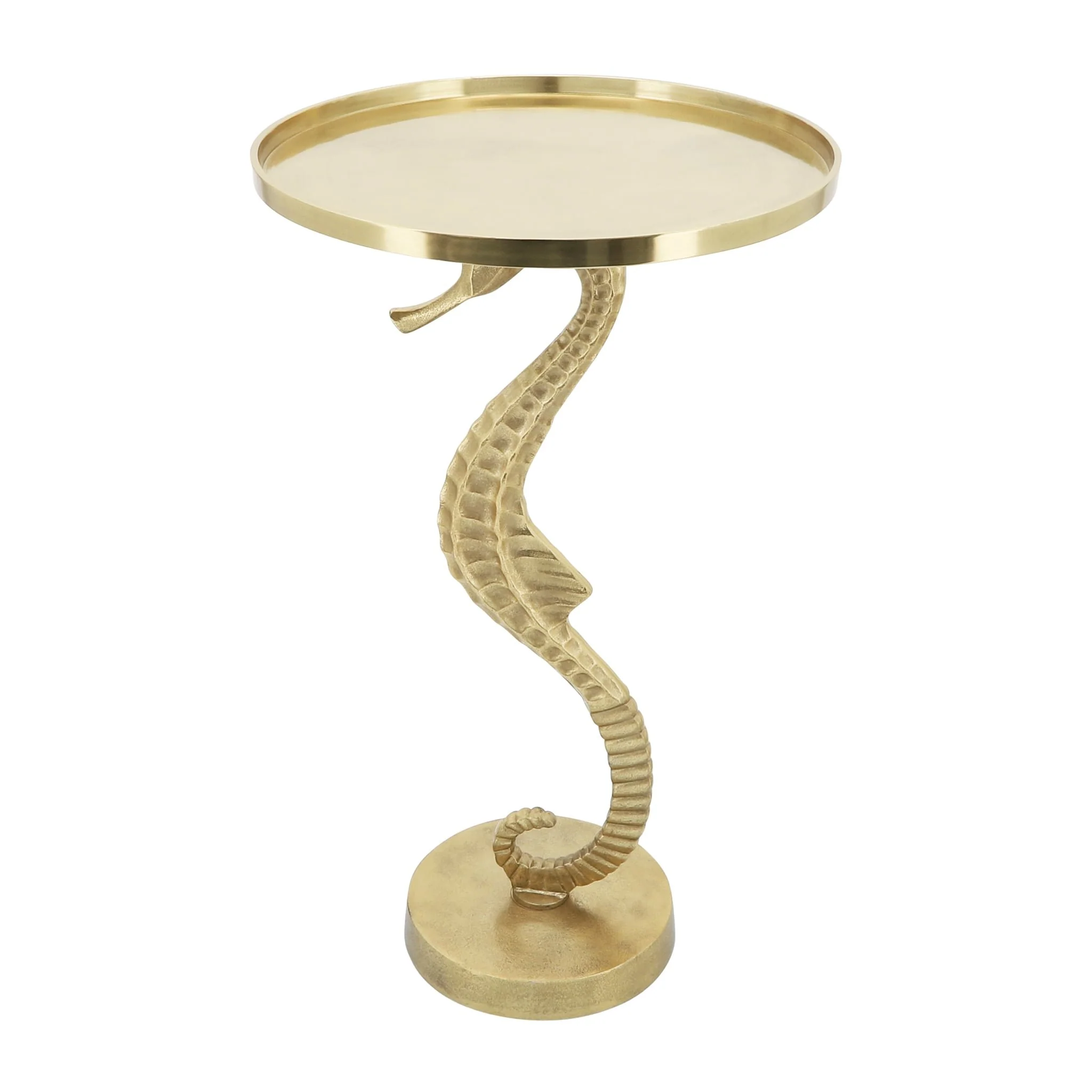Metal, 25" Seahorse Side Table, Gold Kd - Image 5