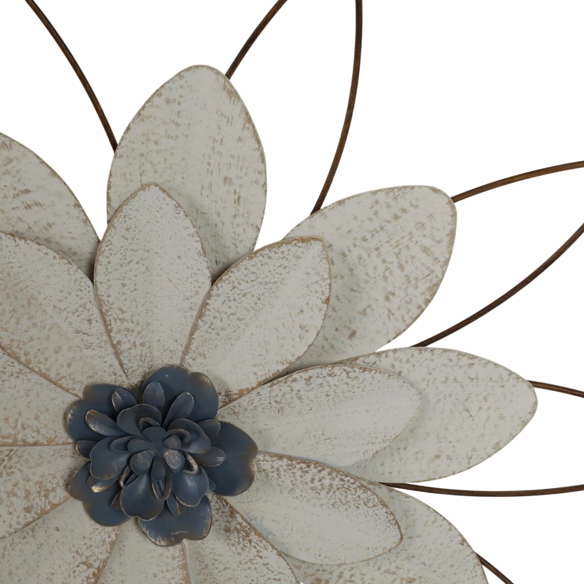 Metal 25" Wall Flower, White/blue, Wb - Image 5