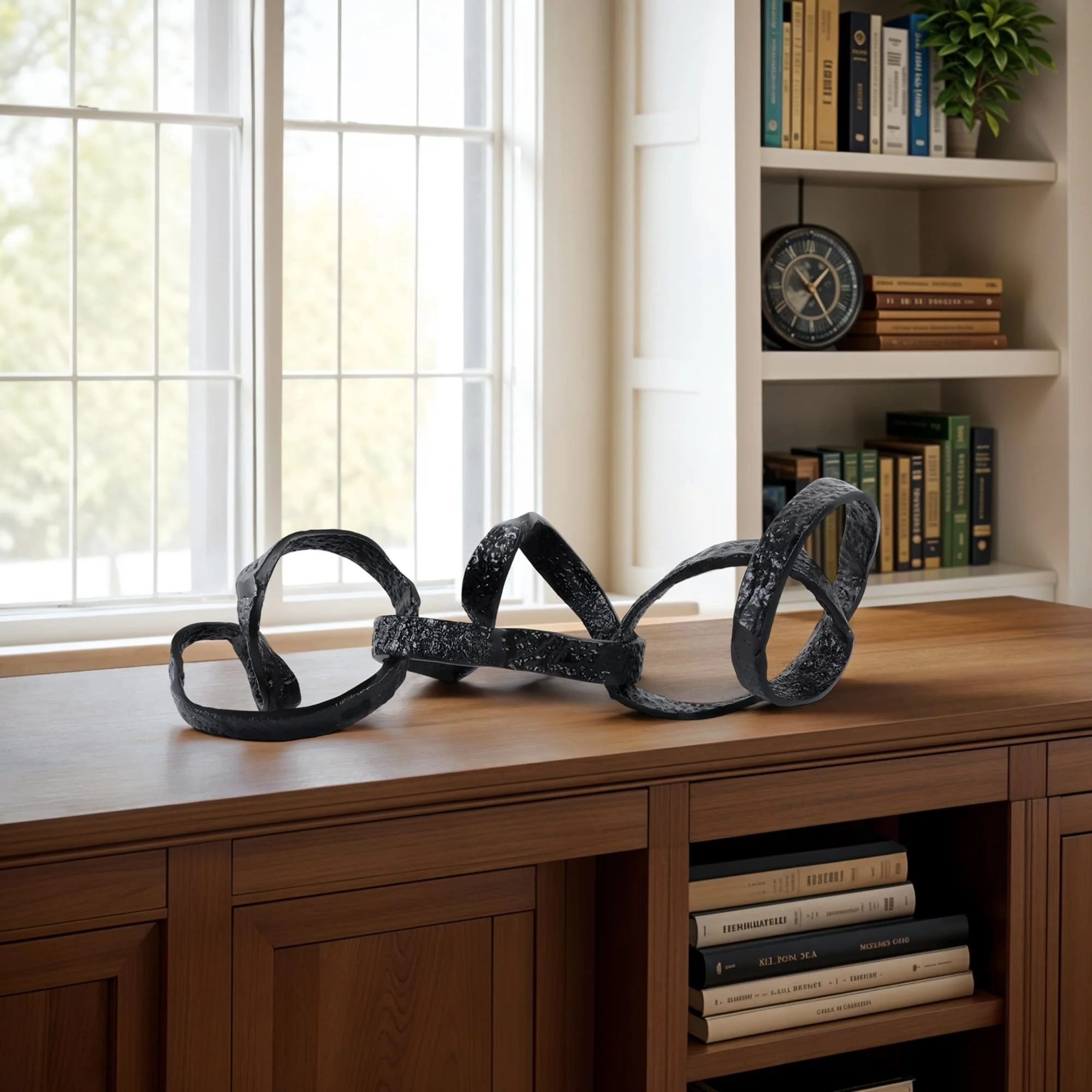 Metal, 26" Swirly Table Object, Black - Image 11