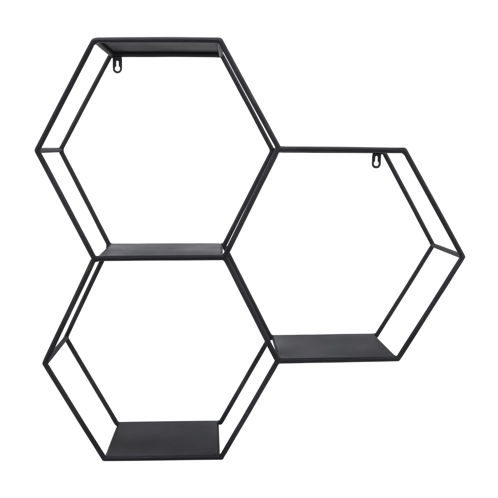 Metal, 26"h Hexagon Wall Shelf, Black - Image 2