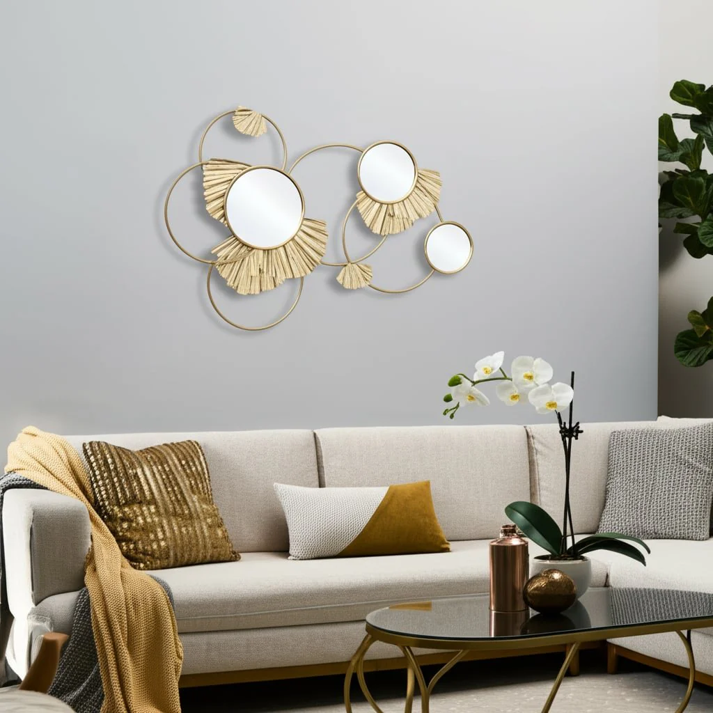 Metal, 27" Fan Loops Mirrored Wall Decor, Gold Wb - Image 9