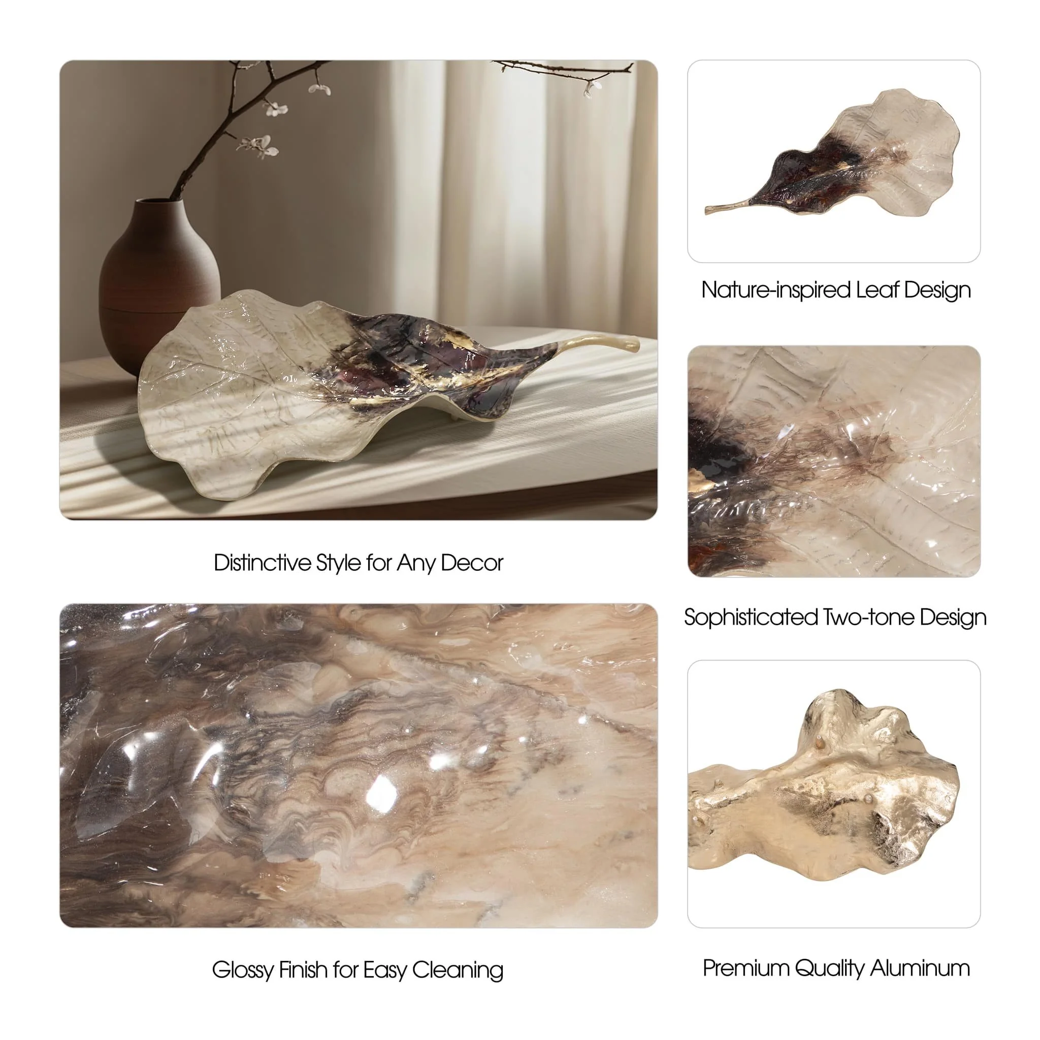 Metal, 27" Leaf Table Deco, Multi - Image 10