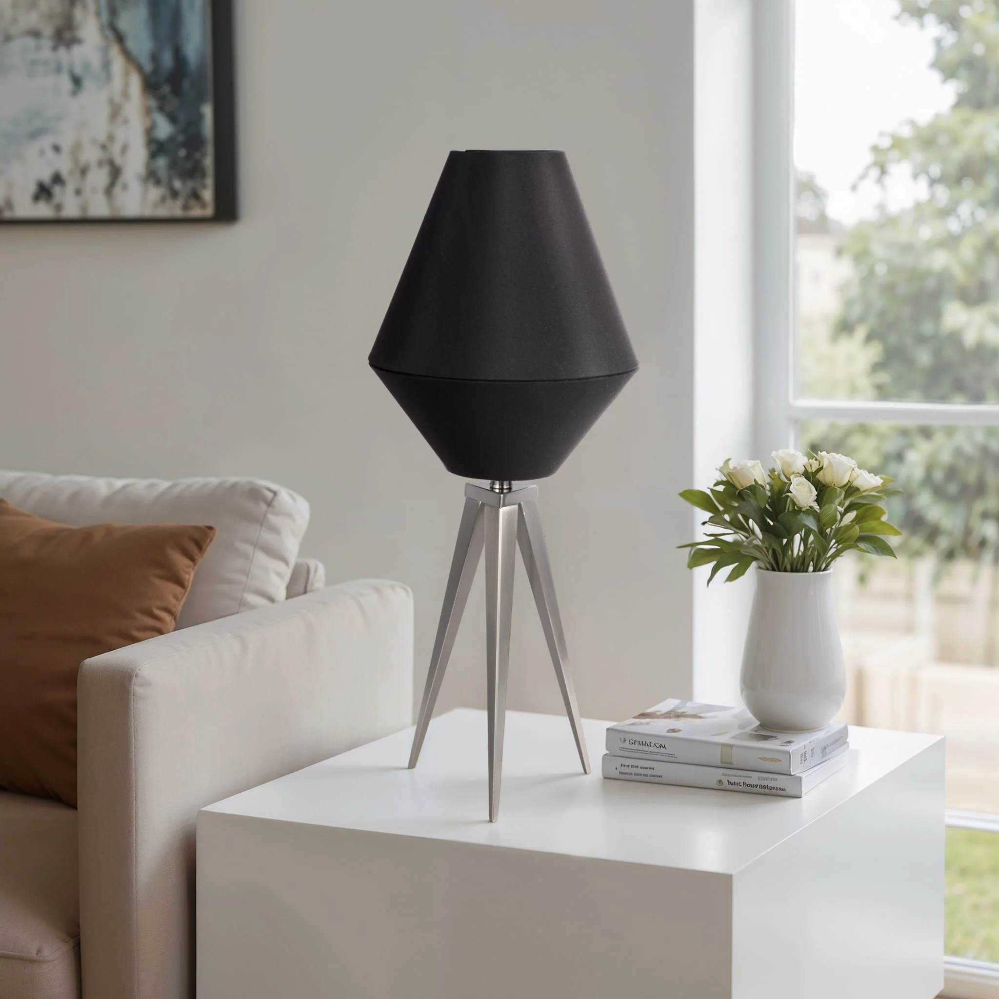 Metal 27" Tripod Table Lamp, Black - Image 8