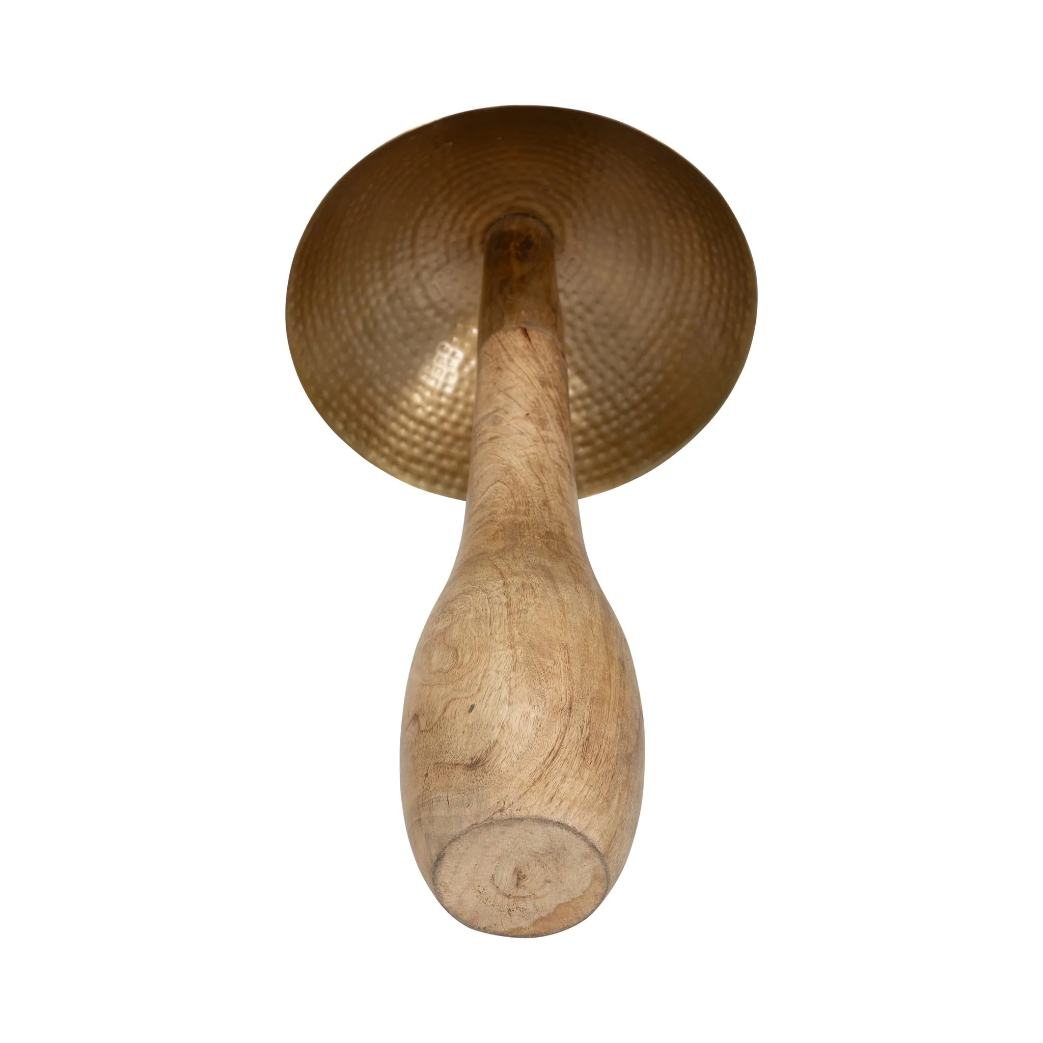 Metal, 28" Mushroom W/ Wood Base, Gold - Image 7