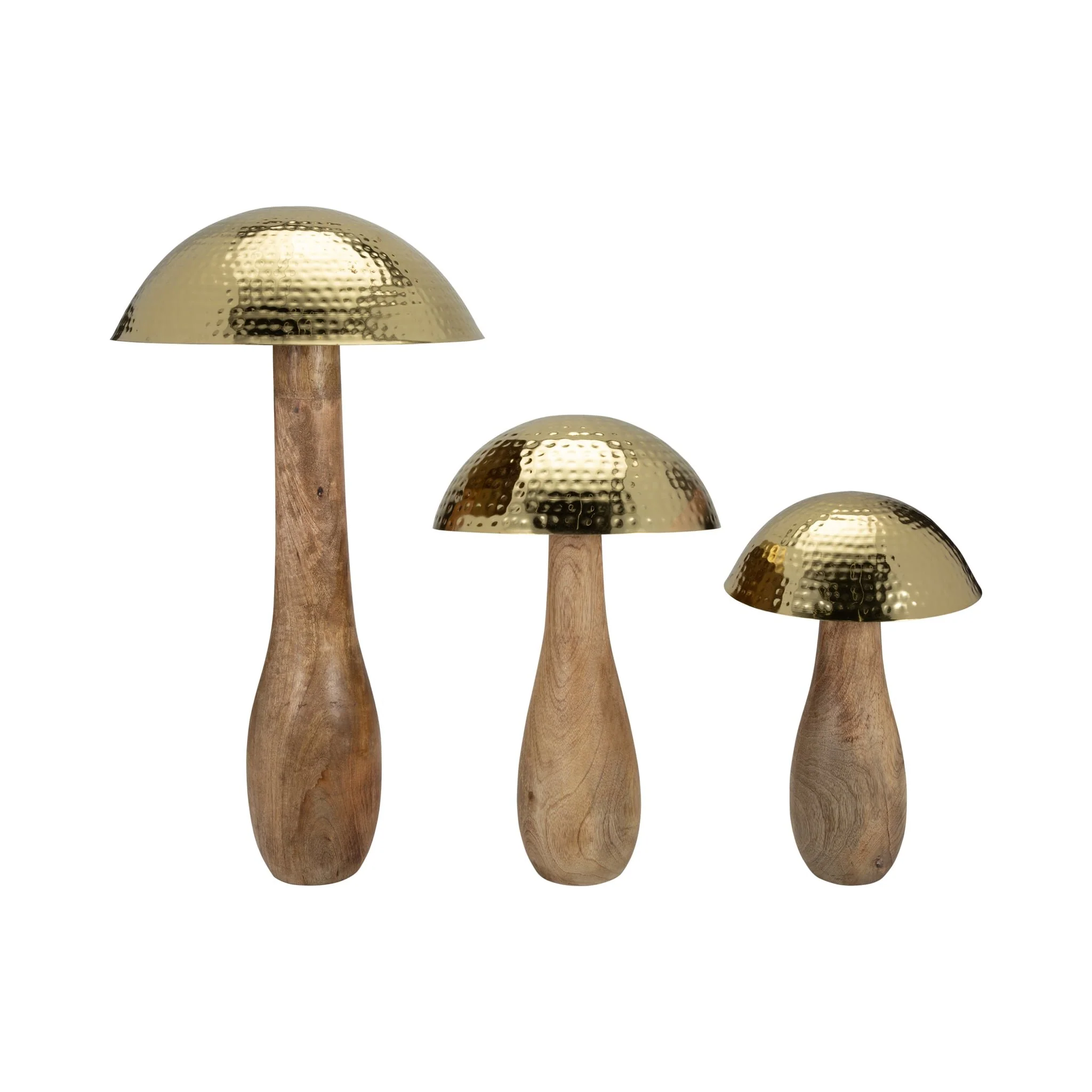 Metal, 28" Mushroom W/ Wood Base, Gold - Image 8