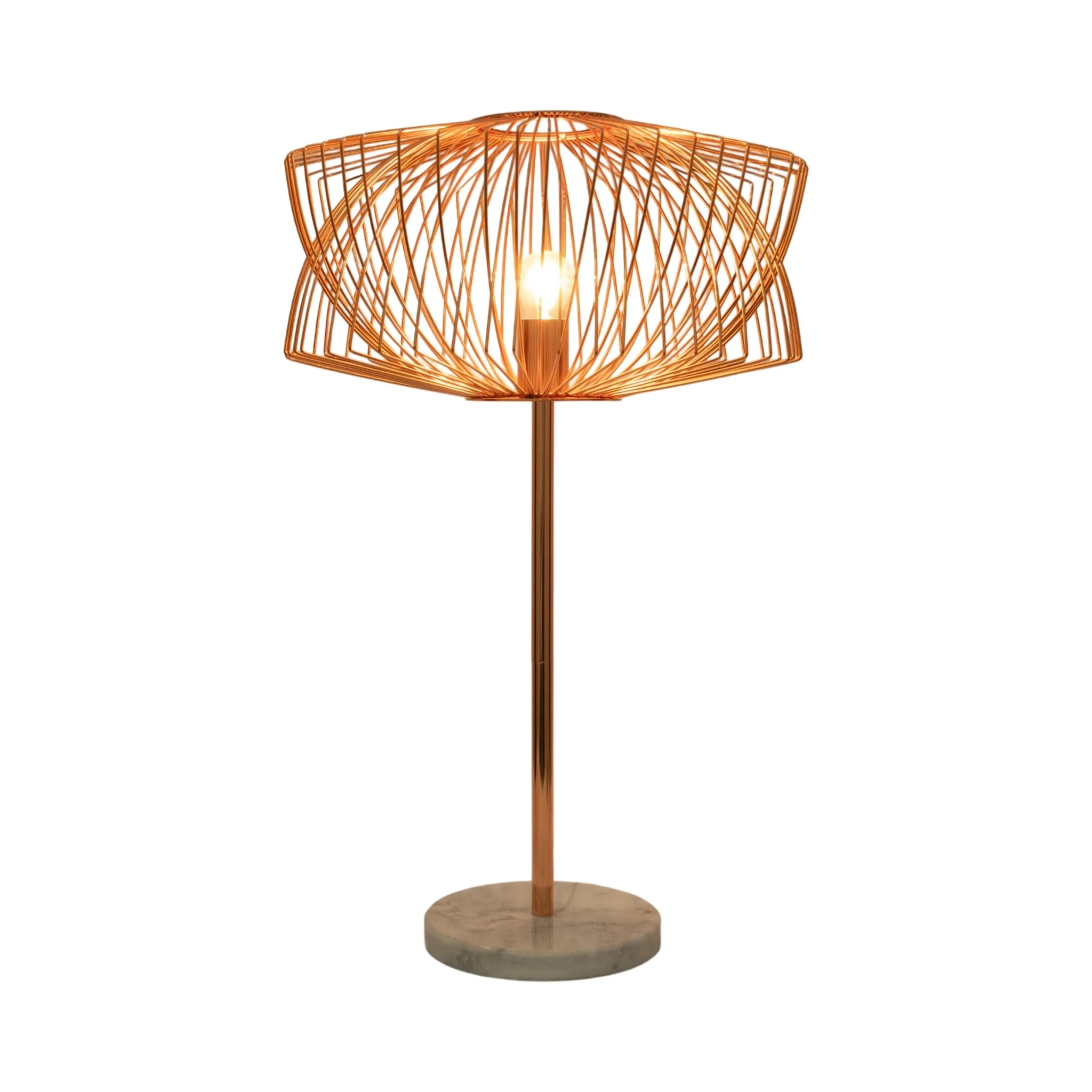 Metal 28" Table Lamp W/cage Shade, Rose Gold - Image 3