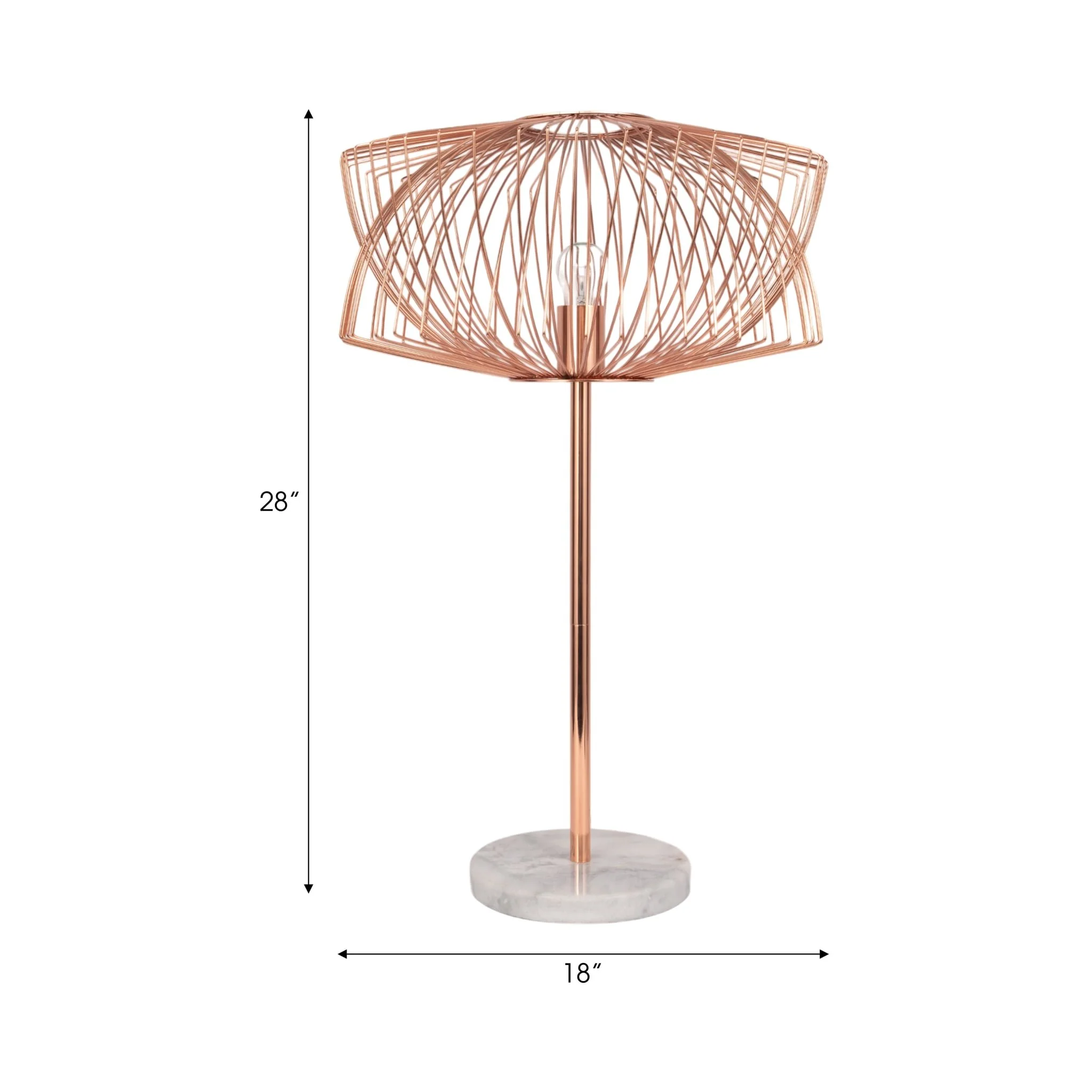 Metal 28" Table Lamp W/cage Shade, Rose Gold - Image 7