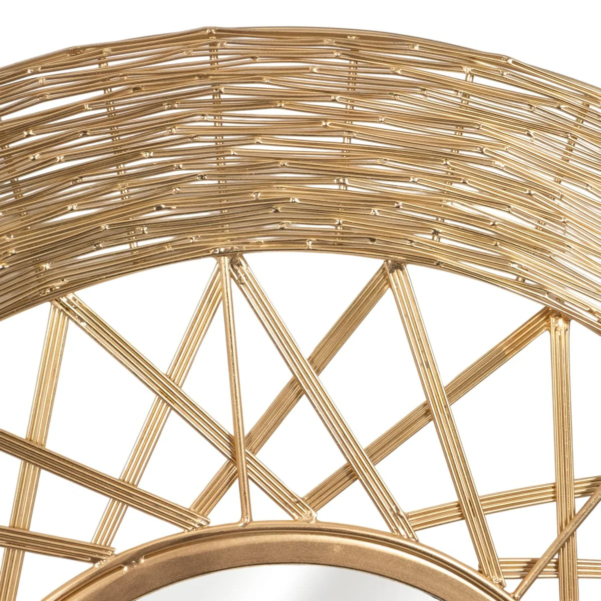 Metal 28" Weave-like Mirror, Gold Wb - Image 4
