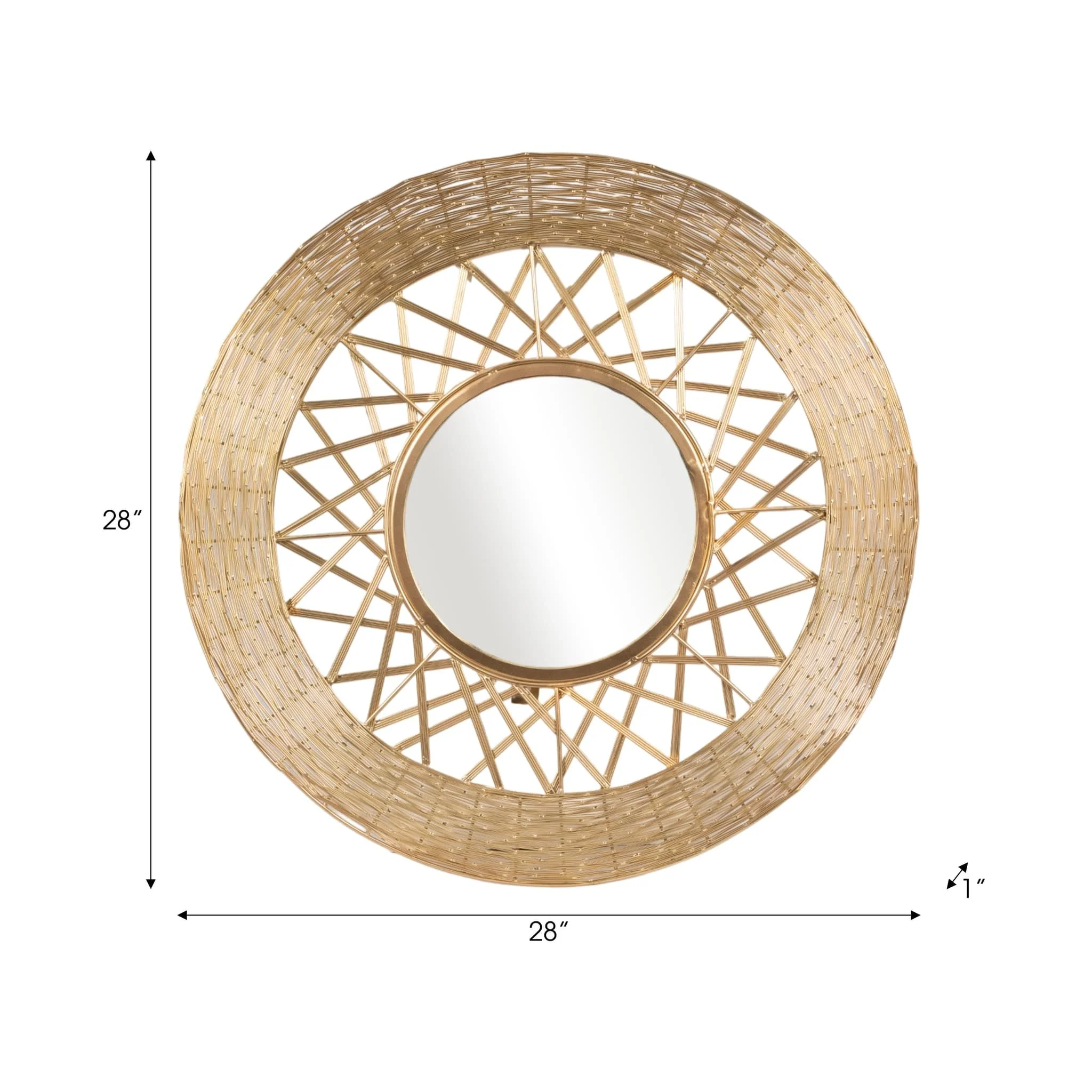 Metal 28" Weave-like Mirror, Gold Wb - Image 6