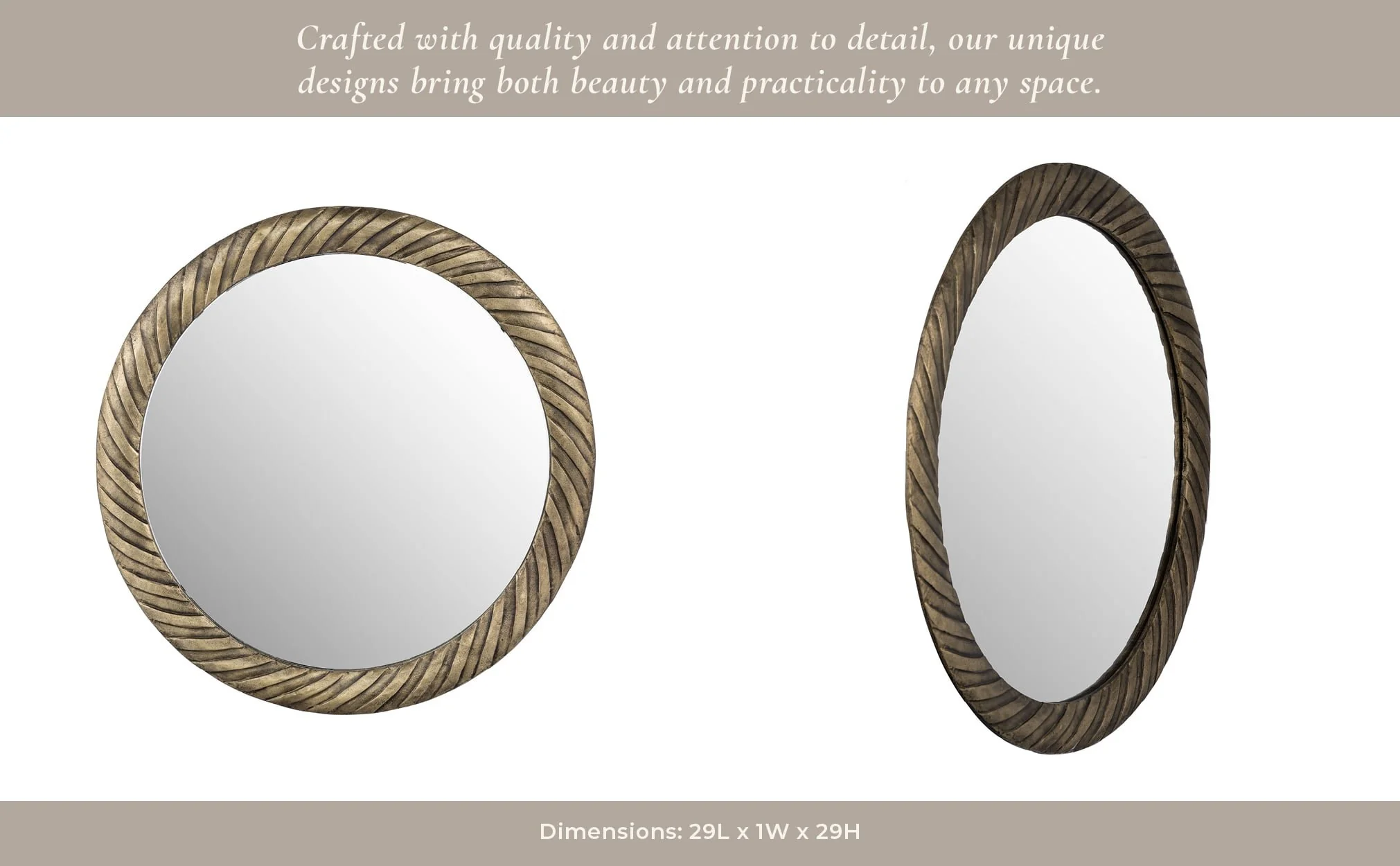 Metal,29",hurricane Pttrn Mirror,bronze - Image 14