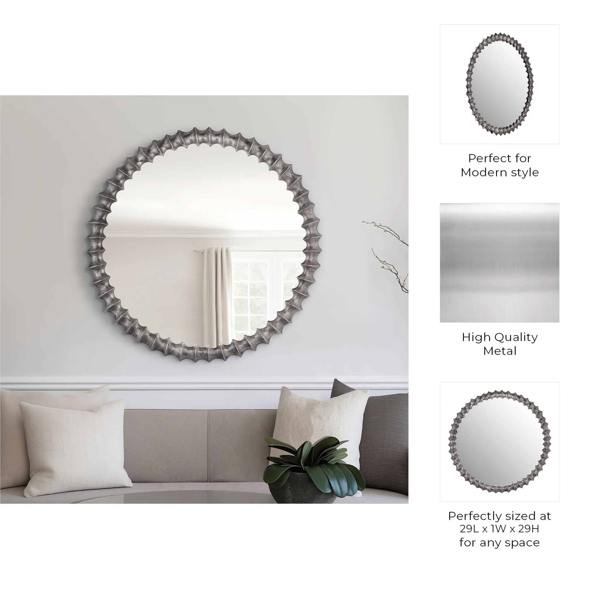 Metal,29",ring Texture Mirror,brushed Nickel - Image 7